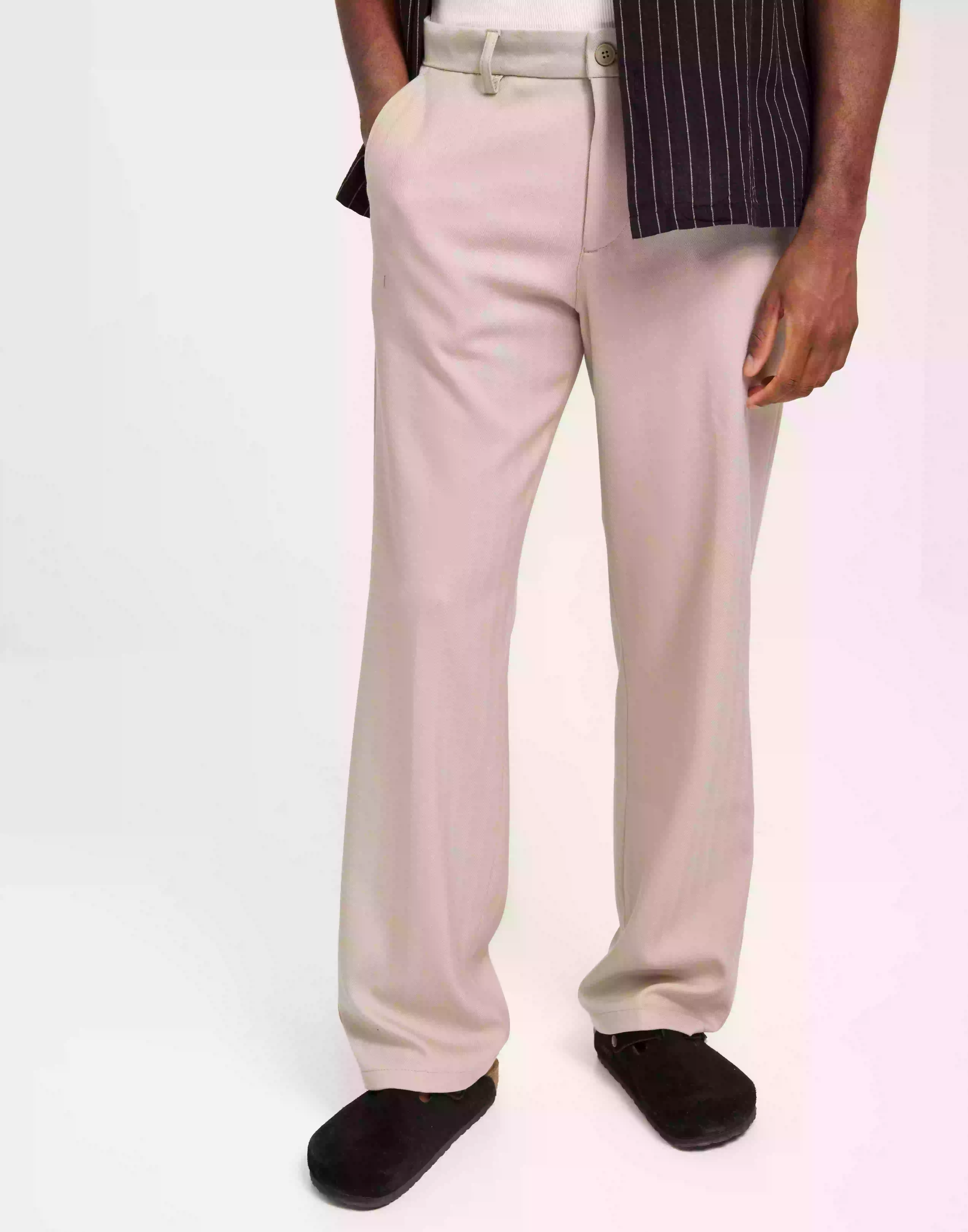 Les Deux Como Herringbone Slacks Kostymbyxor Dark Sand