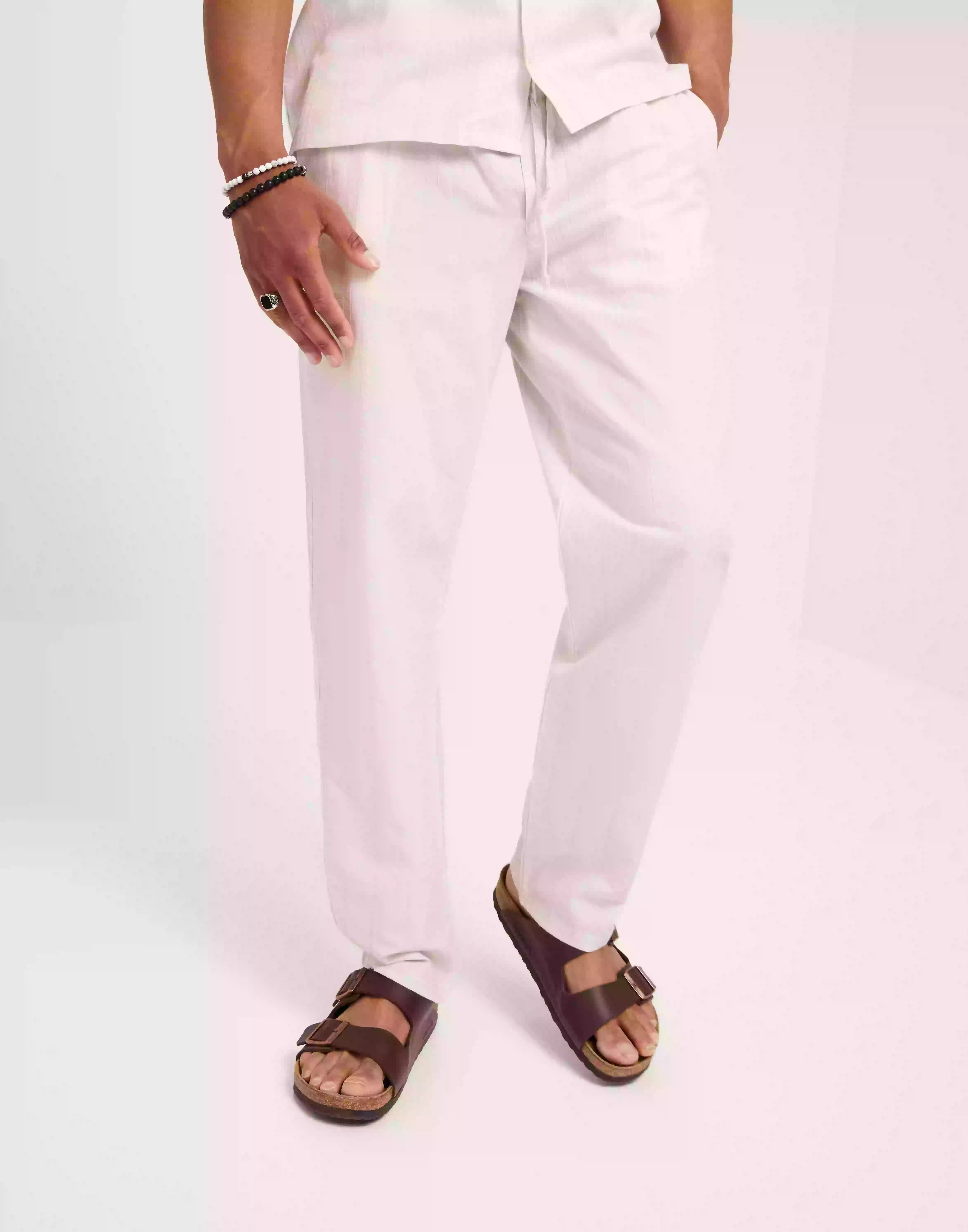 Les Deux Porter Embroidery Pants Byxor Ivory
