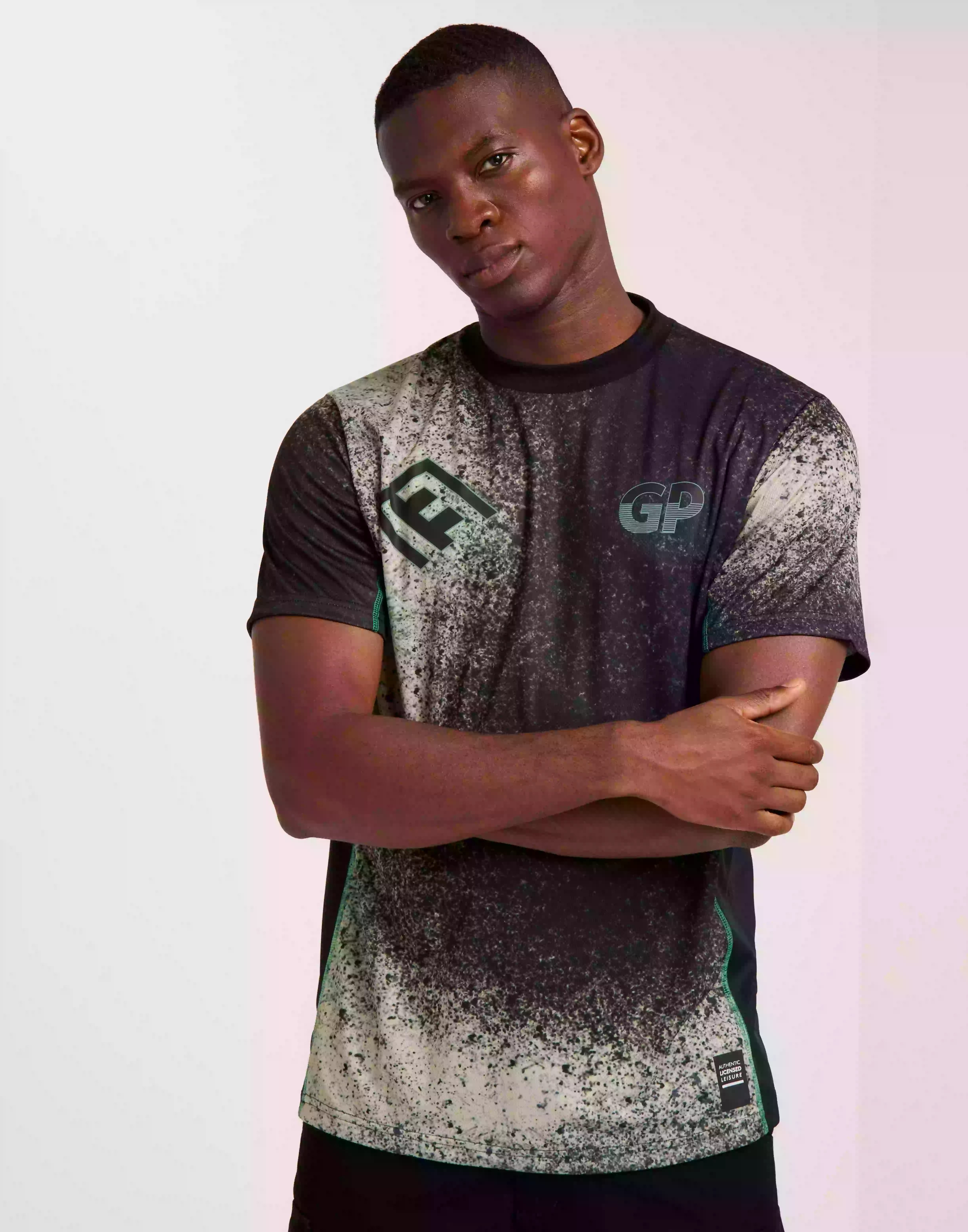 GARMENT PROJECT Technical Short Sleeved Tee T-skjorte med trykk Black/grey