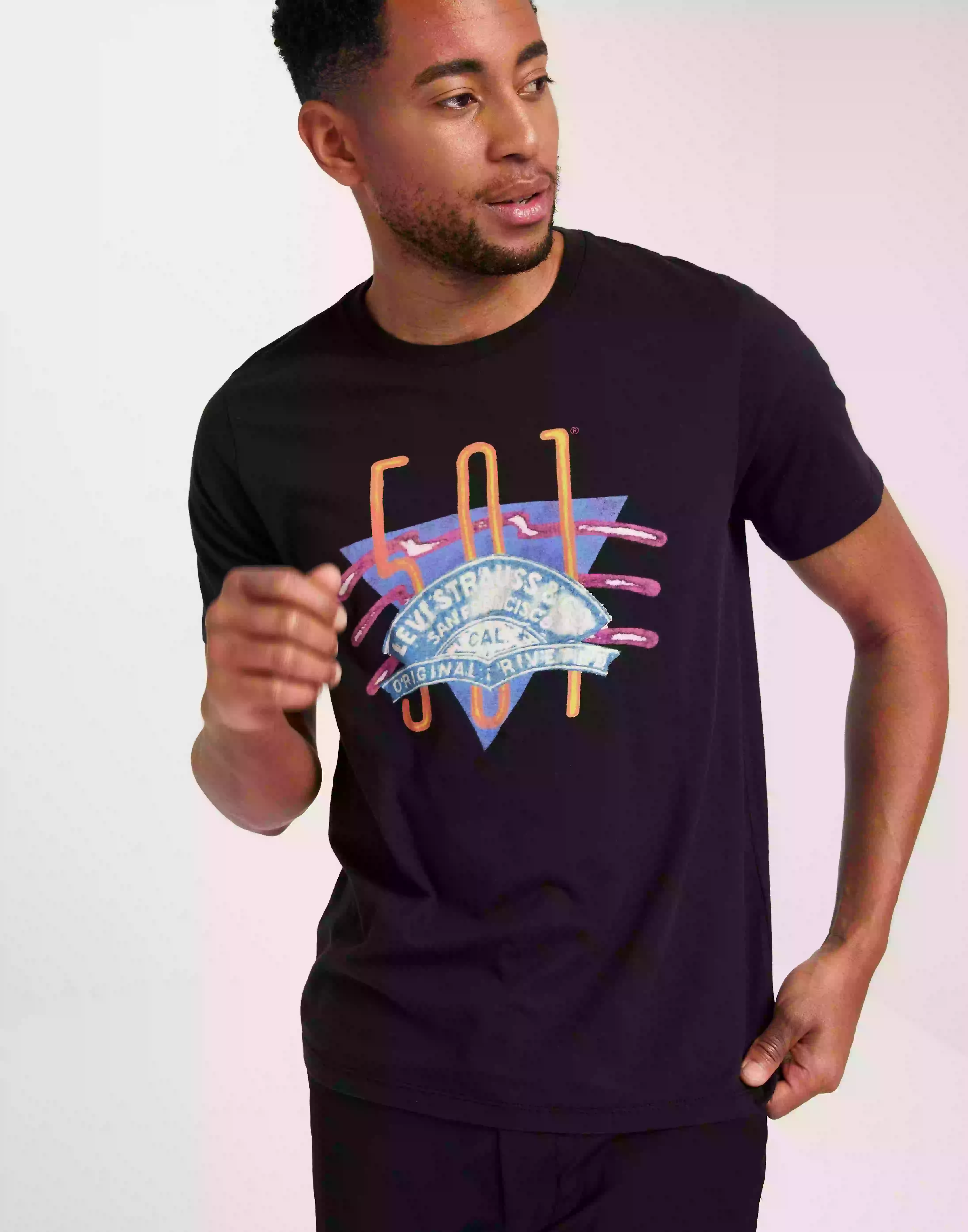 Levi's Graphic Crewneck Tee 501 Logo T-skjorte med trykk Black