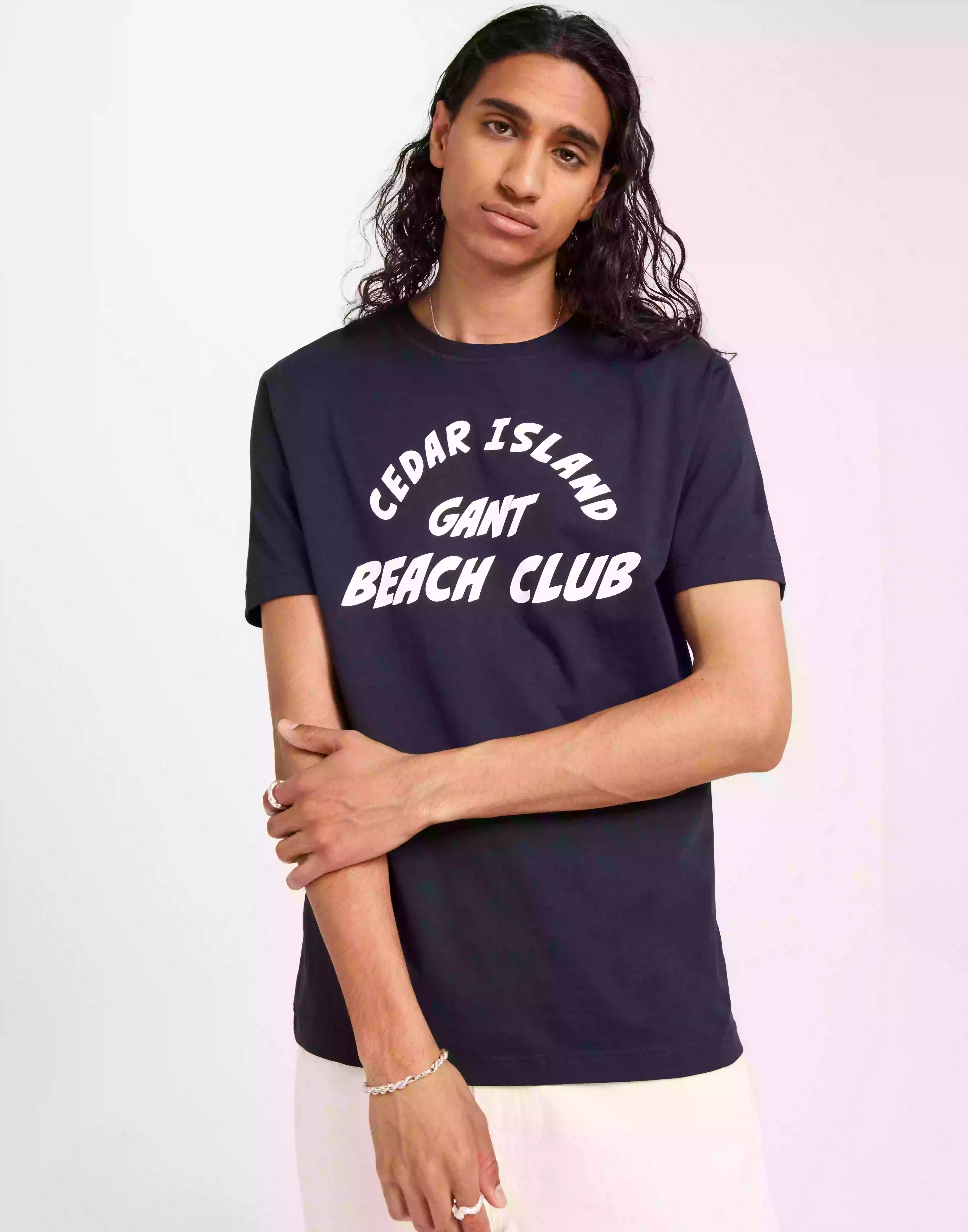 Gant Cedar Graphic T-Shirt T-shirts med tryck Evening Blue