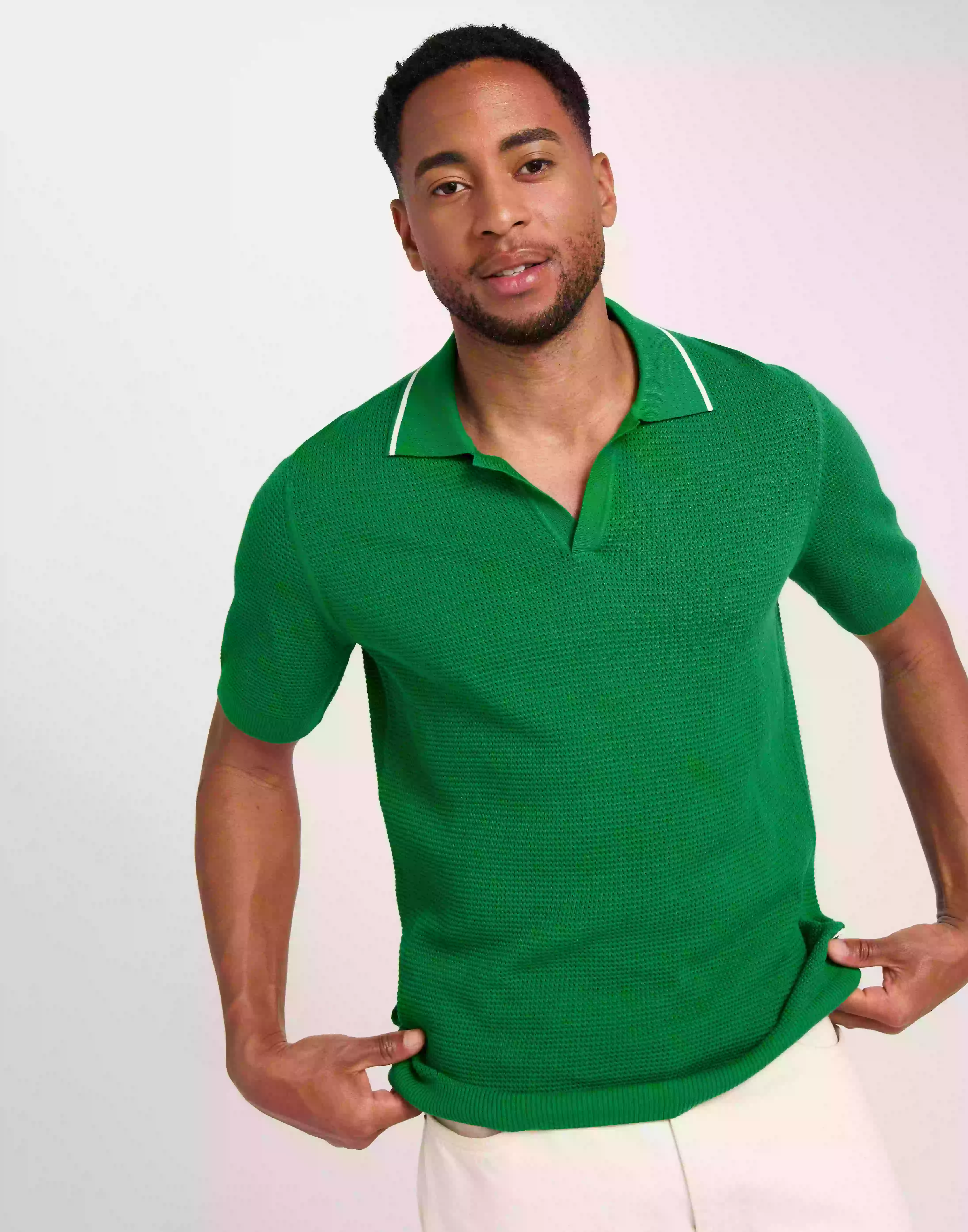 Gant Cotton Texture Open Polo Kortärmad piké Green