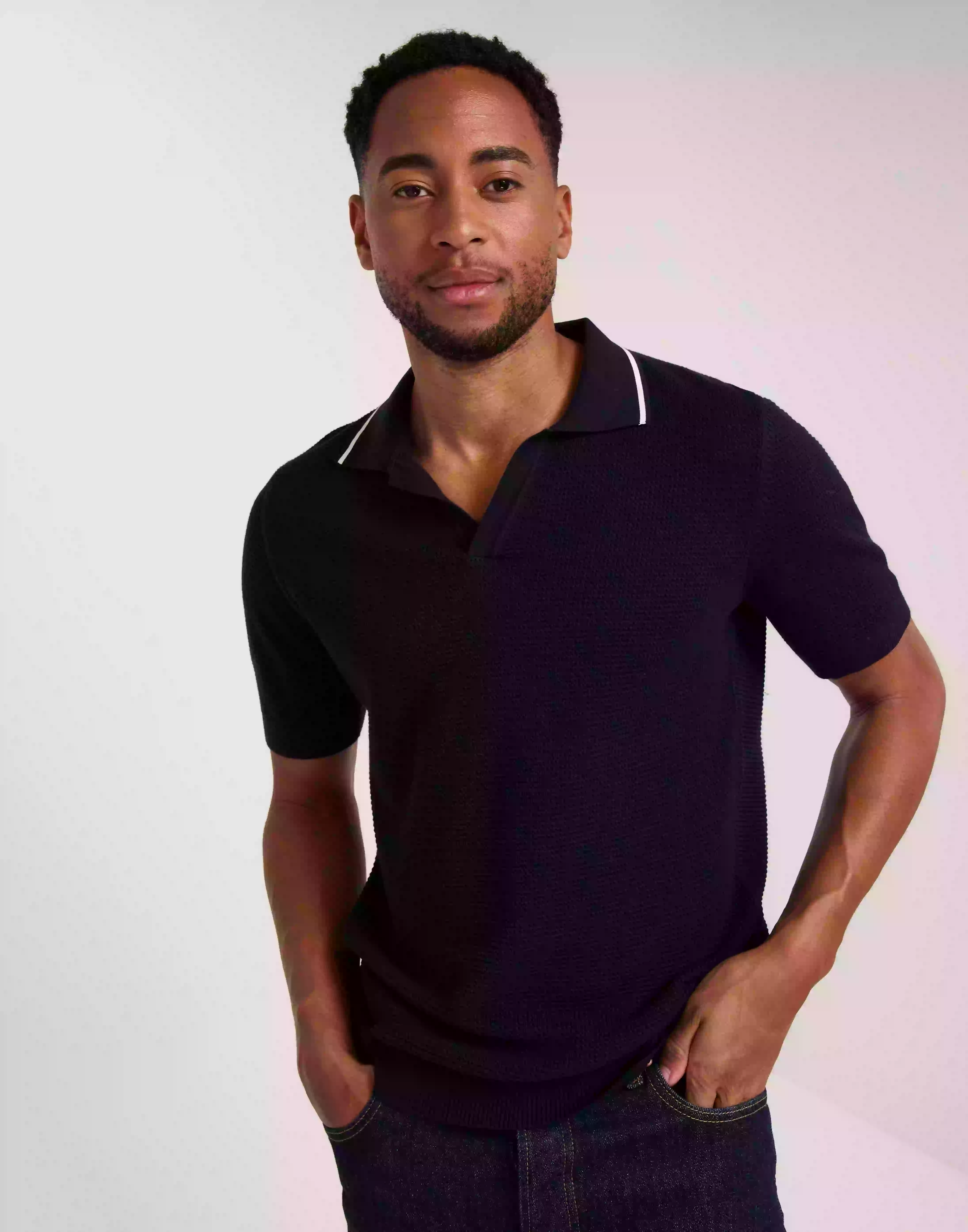 Gant Cotton Texture Open Polo Kortärmad piké Evening Blue