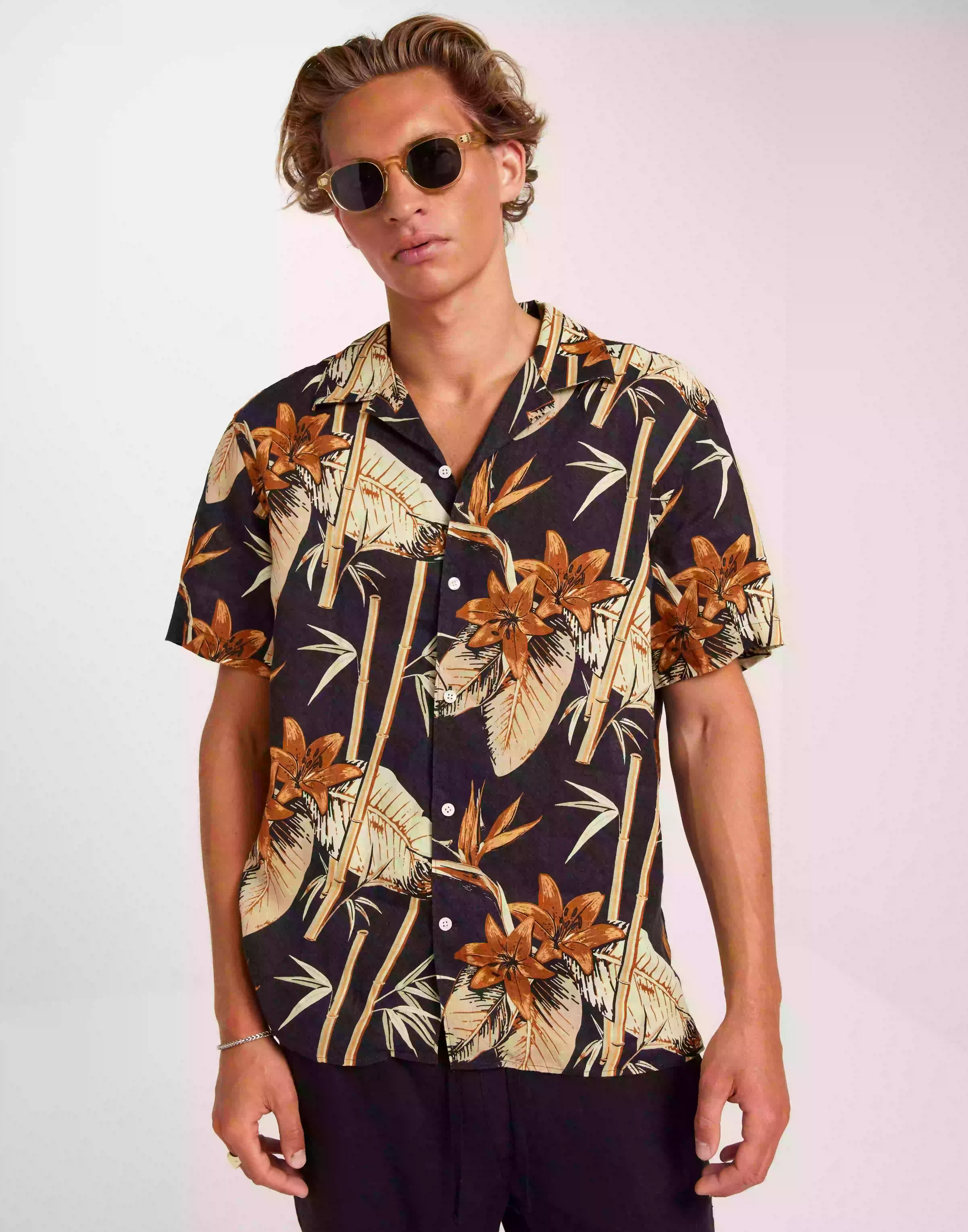 J Lindeberg Elio Tropical Print Reg Shirt Kortärmade skjortor Navy