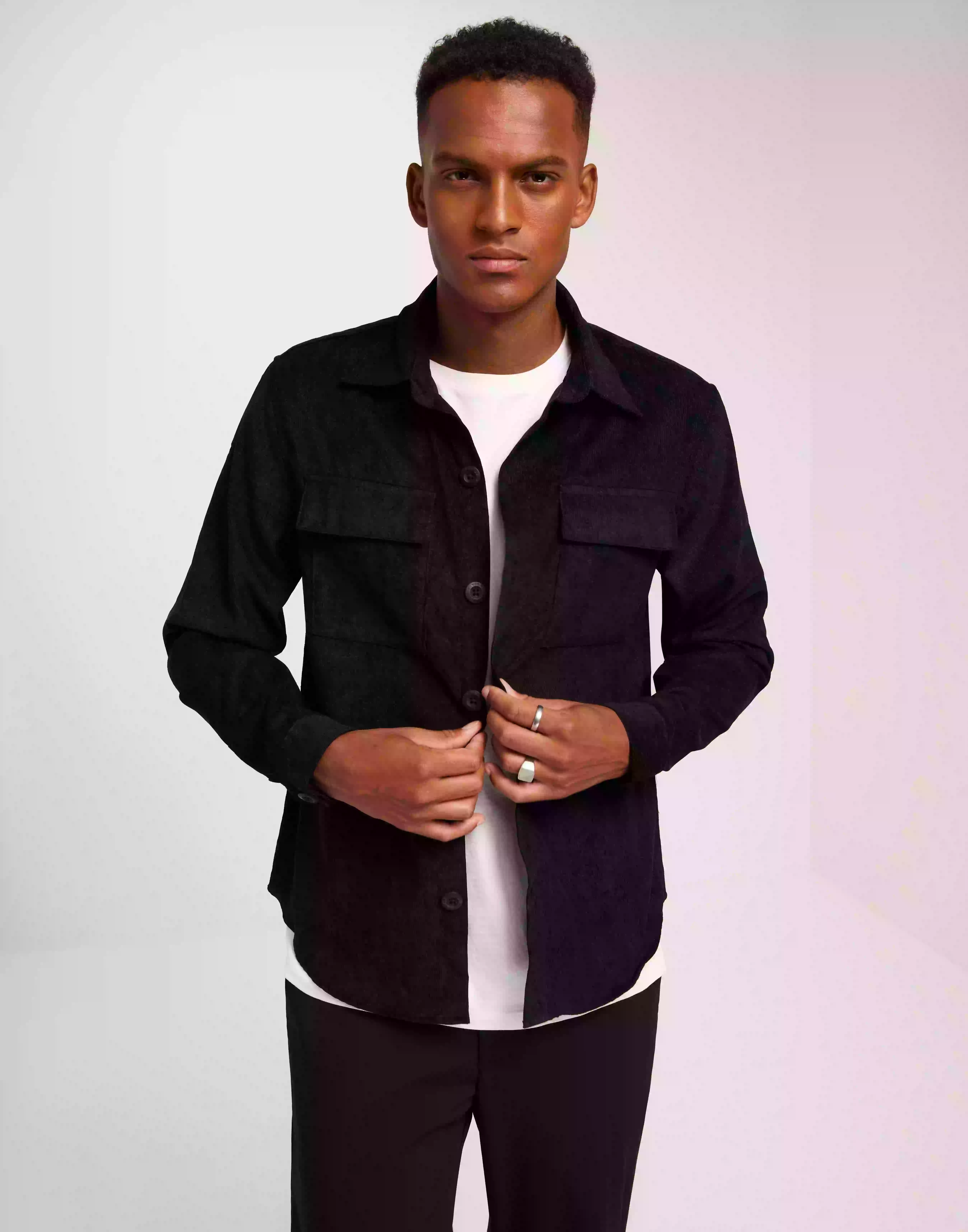 Ciszere Aden manchester button overshirt Overshirts Black