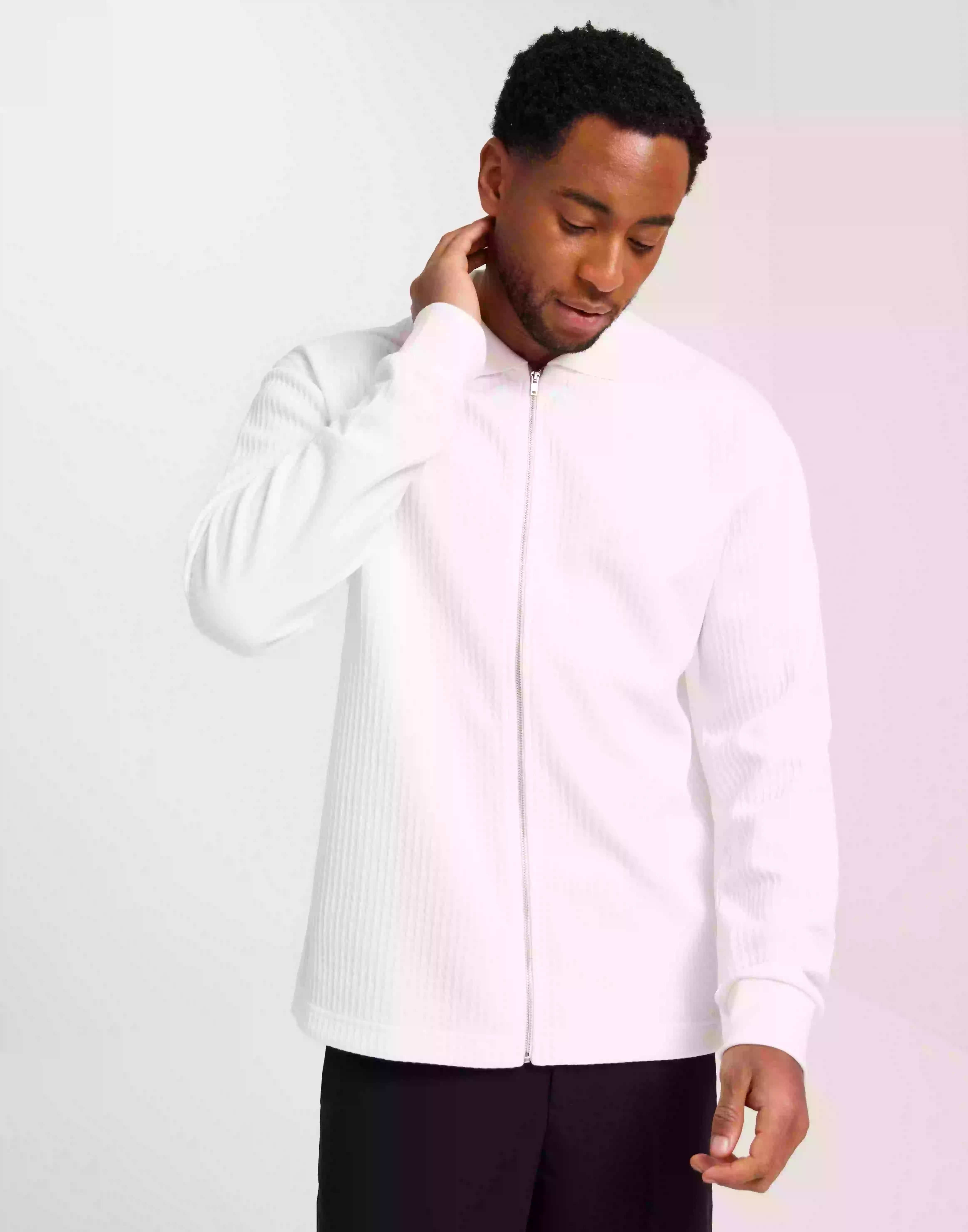 Ciszere Ottoman stitch full zip Gensere med glidelås White