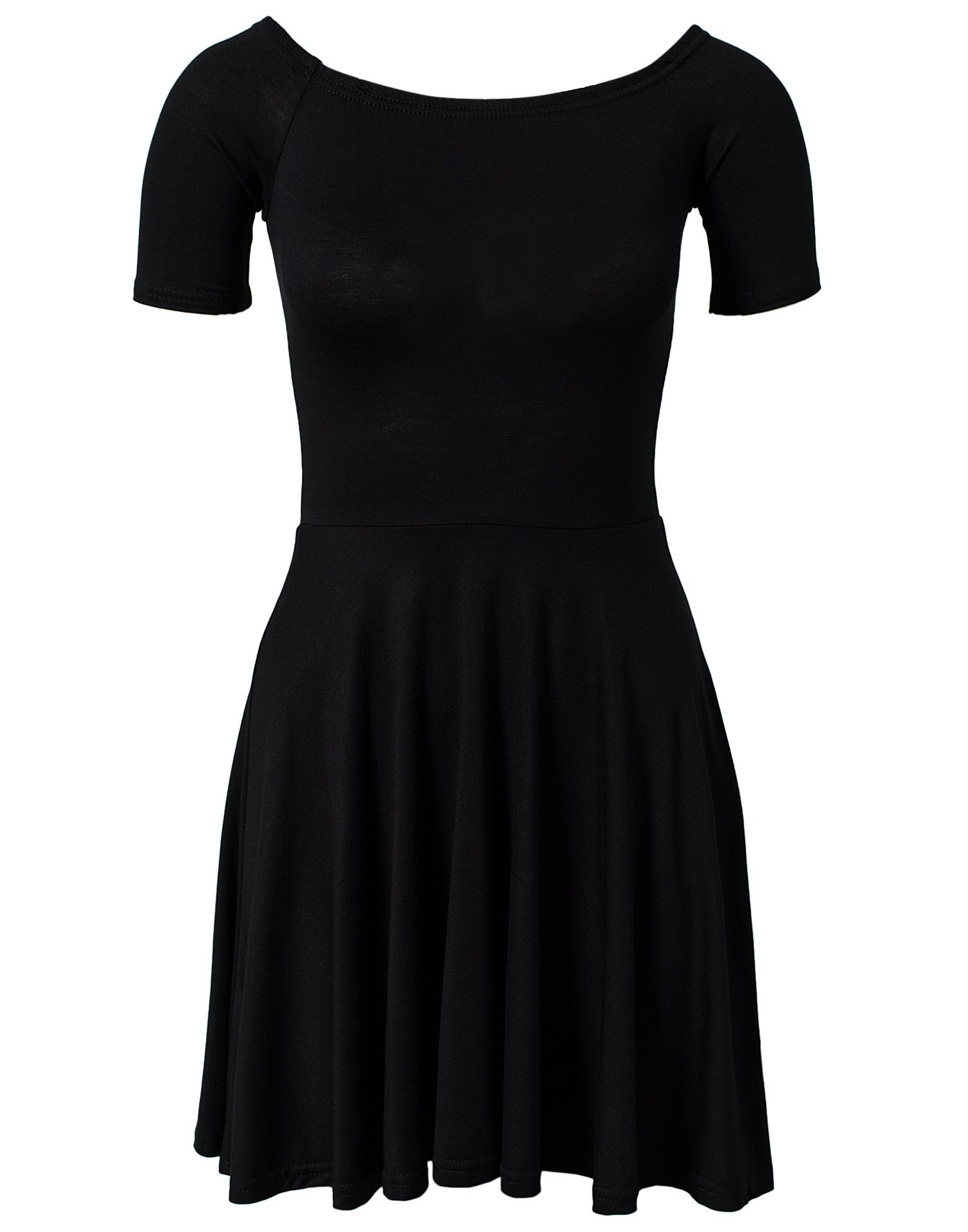 Off Shoulder Skater Dress - Club L Essentials - Black - Dresses ...