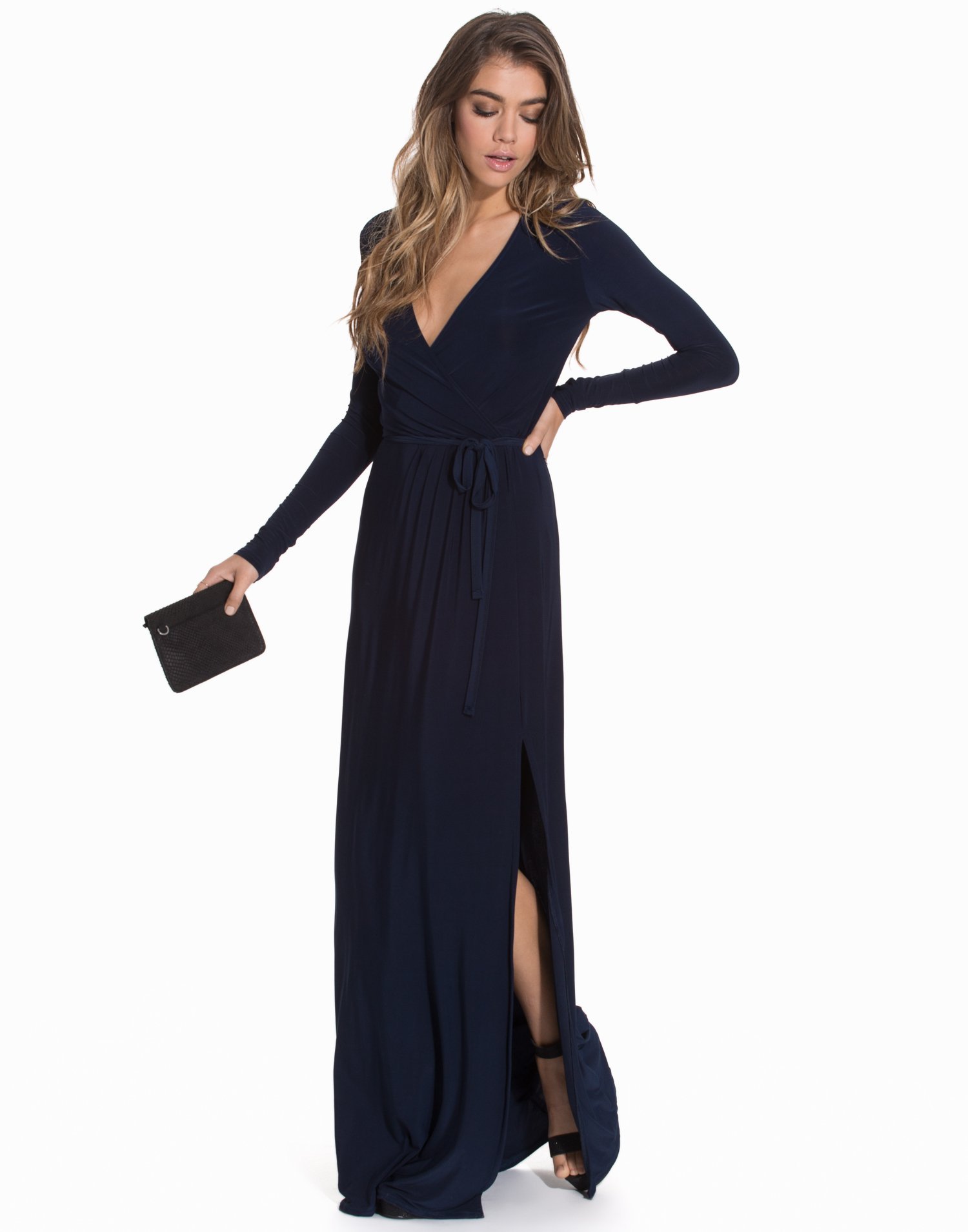 slinky wrap maxi dress