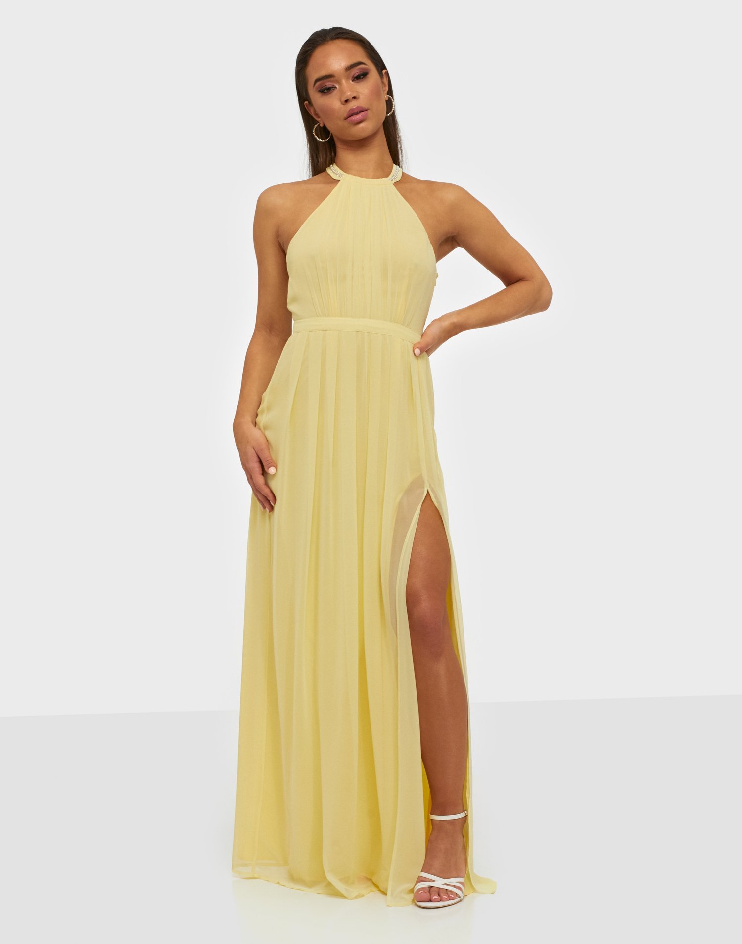 halter neck beaded gown