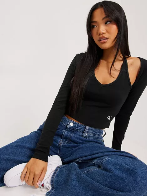 Buy Calvin Klein Jeans CUT OUT LONG SLEEVE TOP - Black 