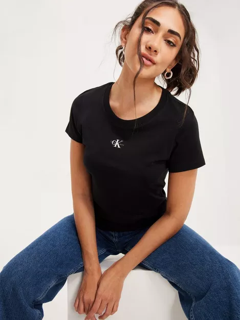 Buy Calvin Klein Jeans MICRO MONOLOGO SLIM FIT TEE - Black | T-Shirts