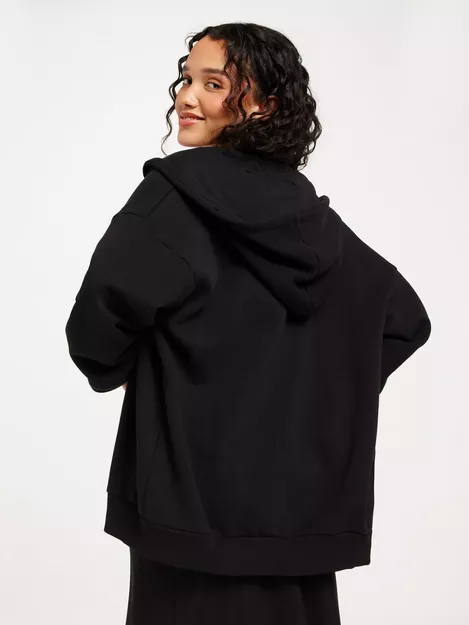 Gina Tricot OVERSIZED ZIP HOODIE - Zip-up sweatshirt - black