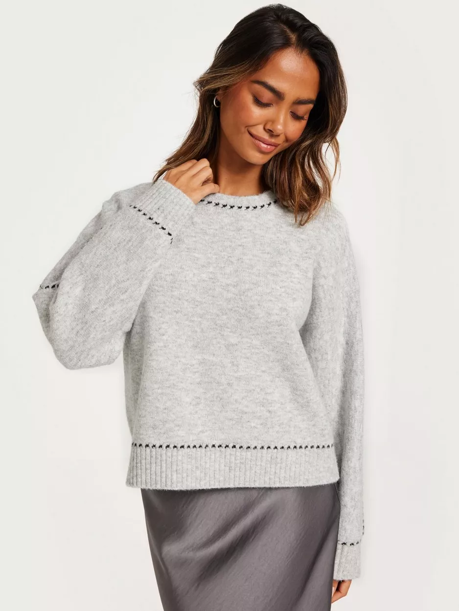 Neo Noir - Stickade tröjor - Grey Melange - Detri Knit Blouse - Tröjor - Knitted sweaters product