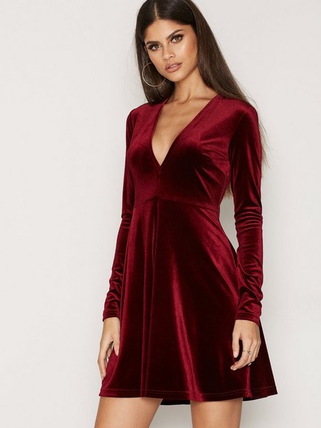 Velvet Skater Dress - Nly Trend - Red - Party Dresses - Clothing ...