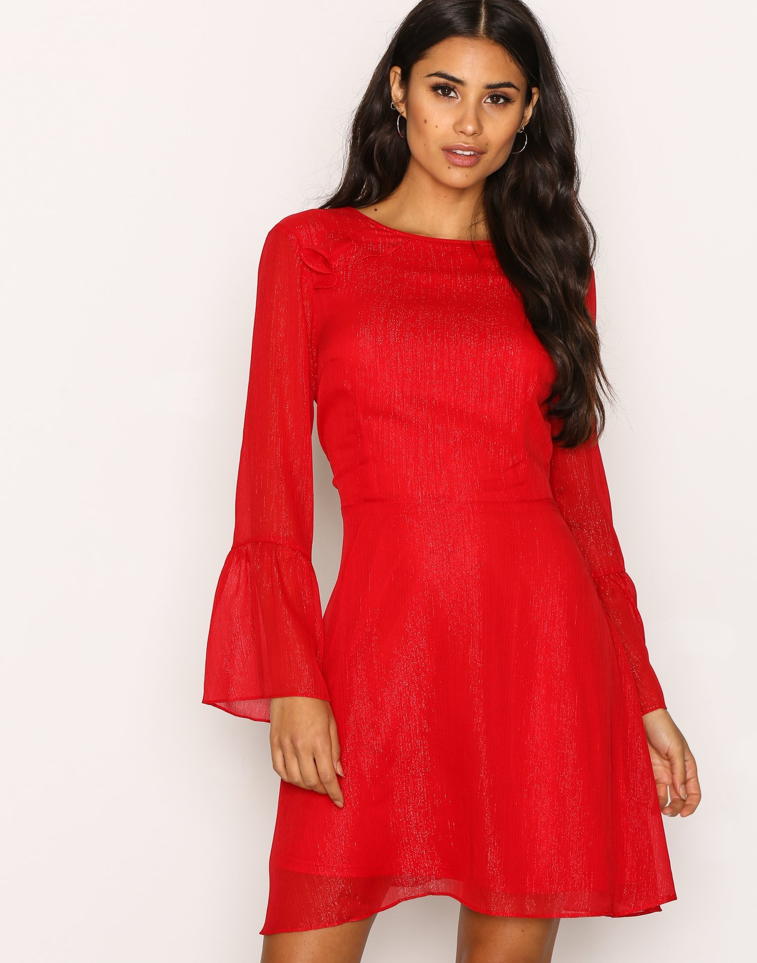 Shiny Frill Dress - Nly Trend - Red - Party Dresses - Clothing - Women ...