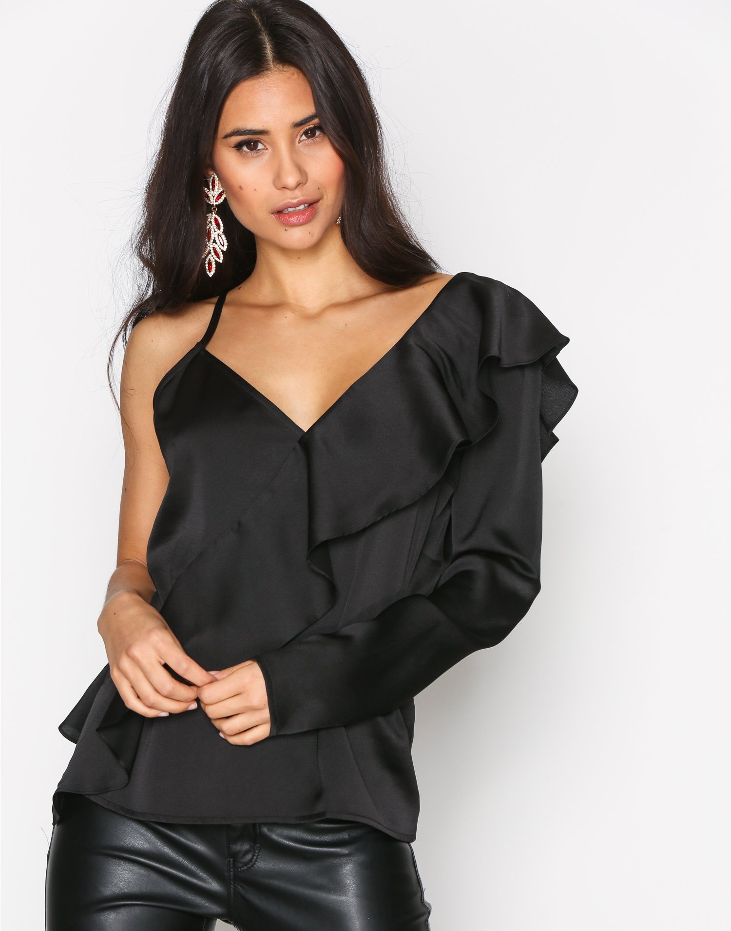 One Sleeve Fancy Blouse - Nly Trend - Black - Blouses & Shirts ...