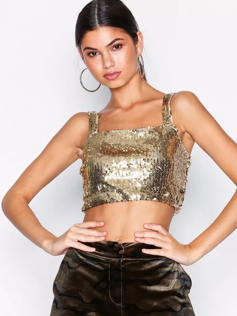 Buy Nelly Sequin Crop - Gold | Nelly.com
