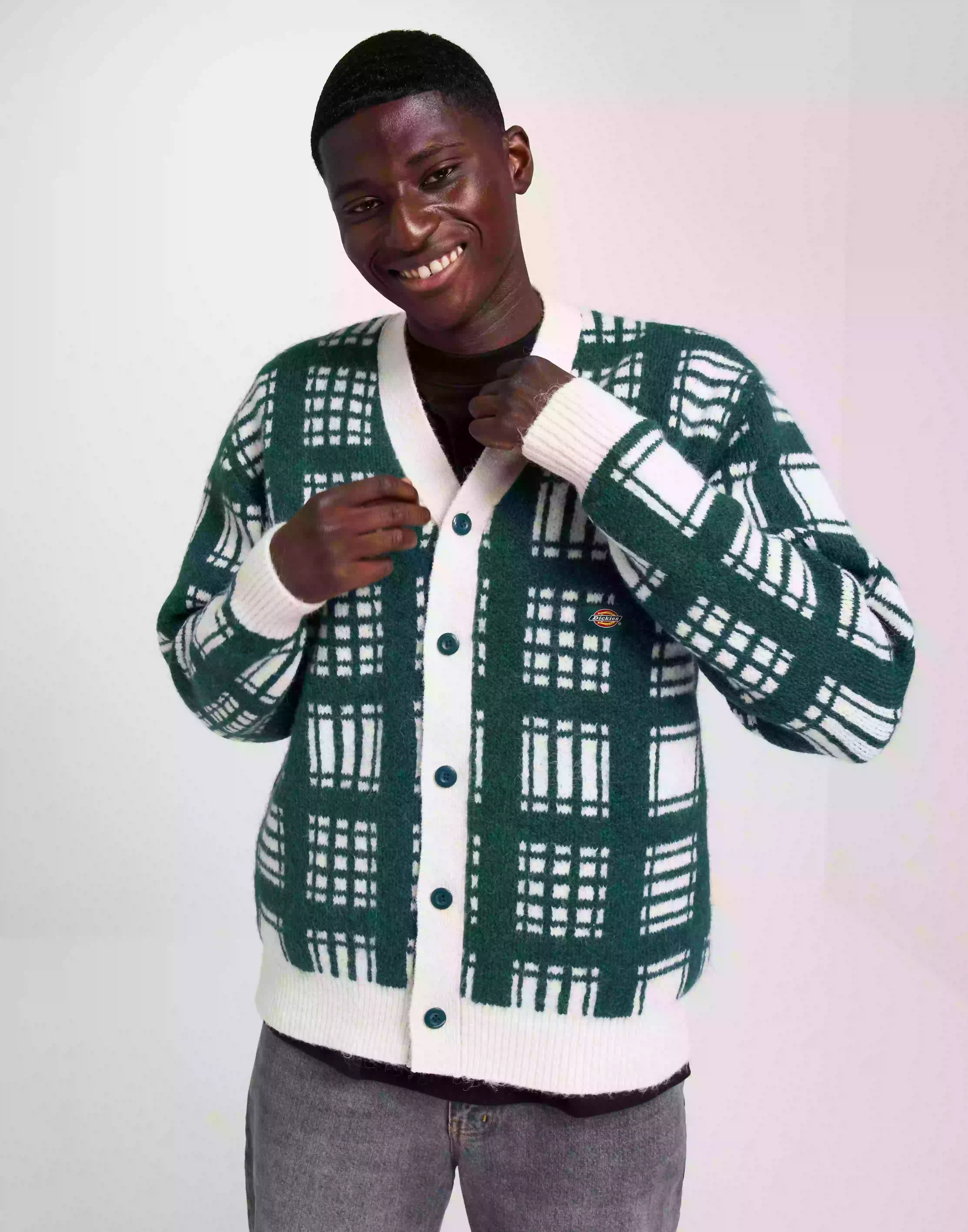 Dickies Galva Check Cardigan Cardigans & Koftor Ecru