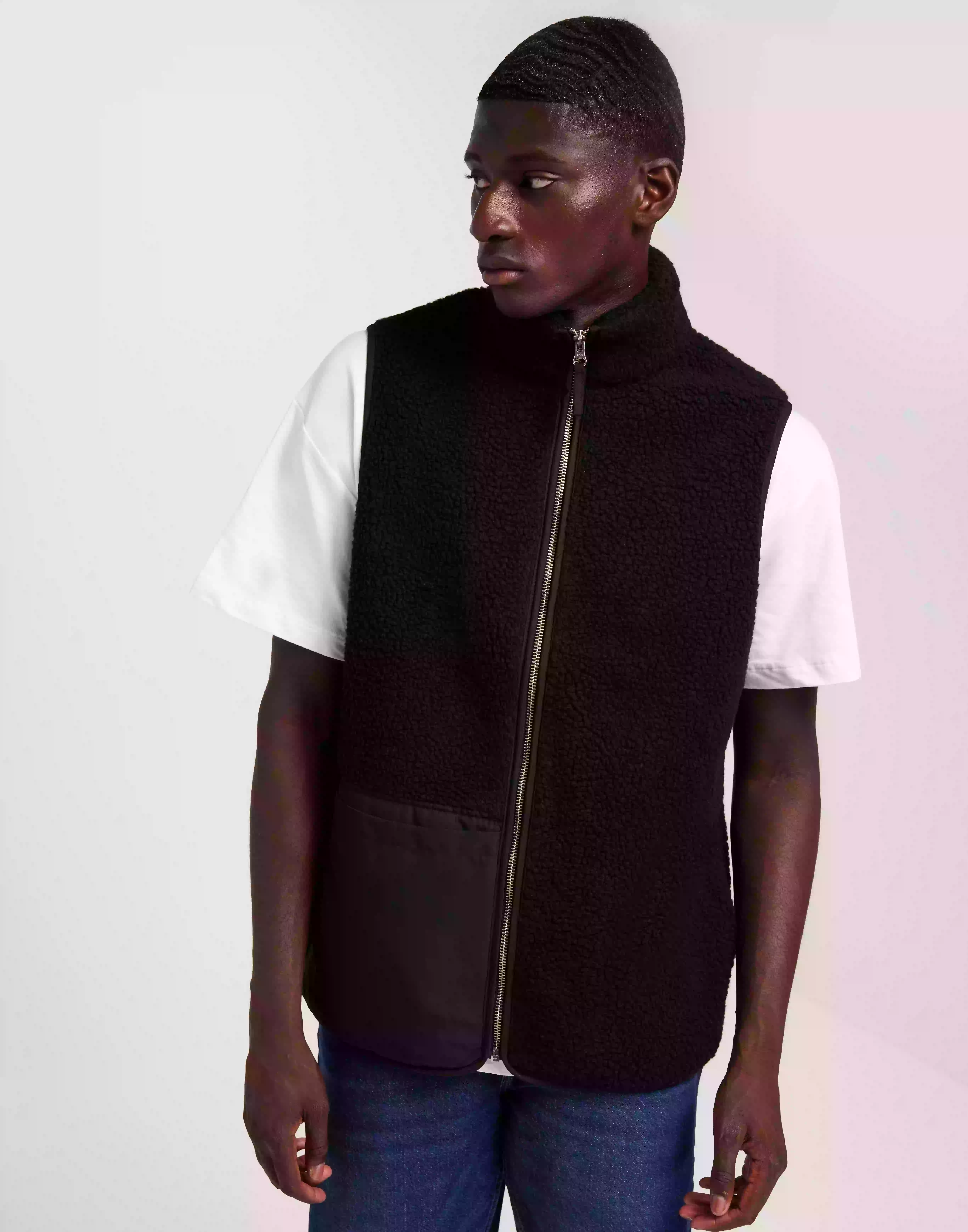 Dr Denim Dan Pile Vest Västar Black