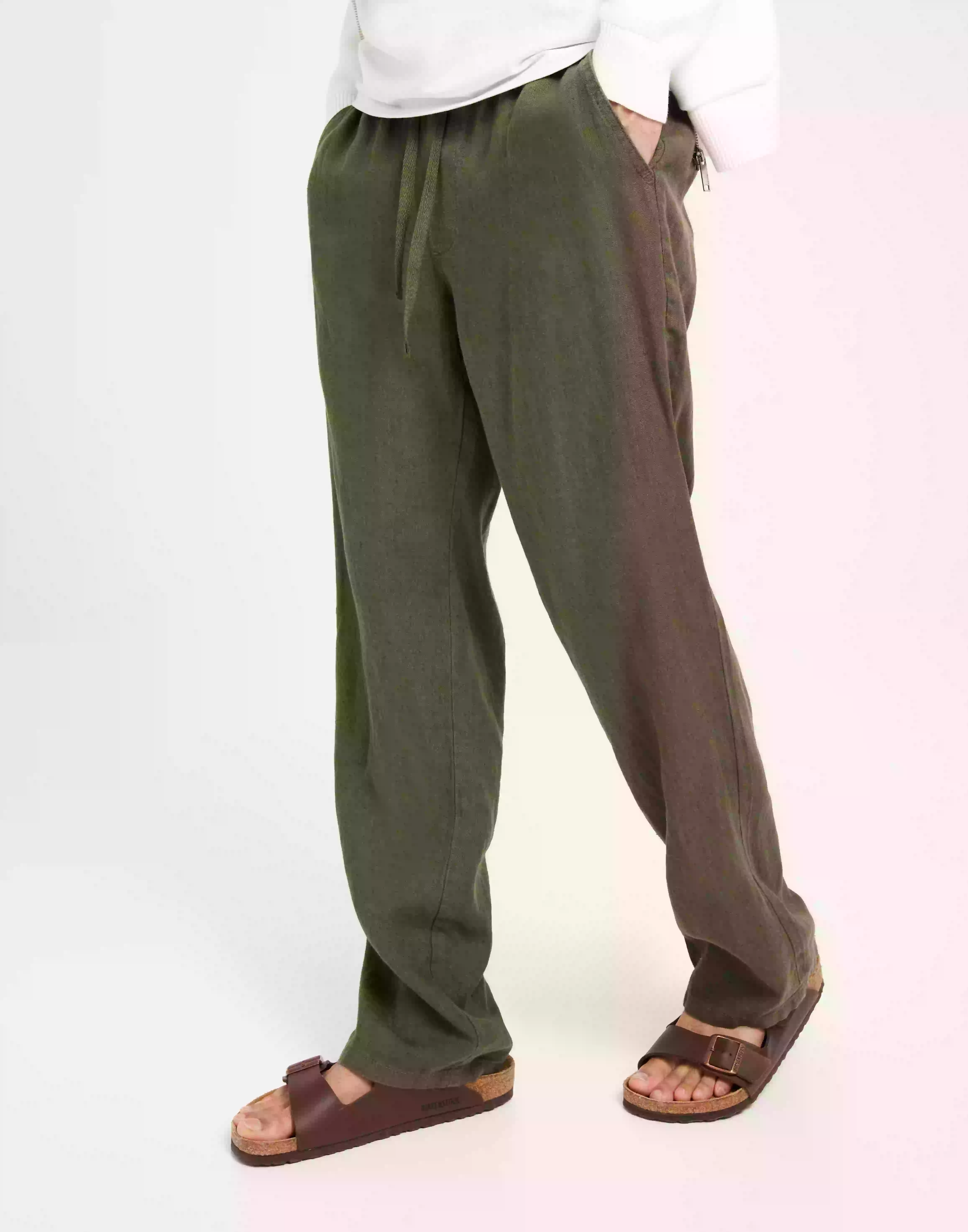Woodbird Eik Linen Pant Linnebyxor Army