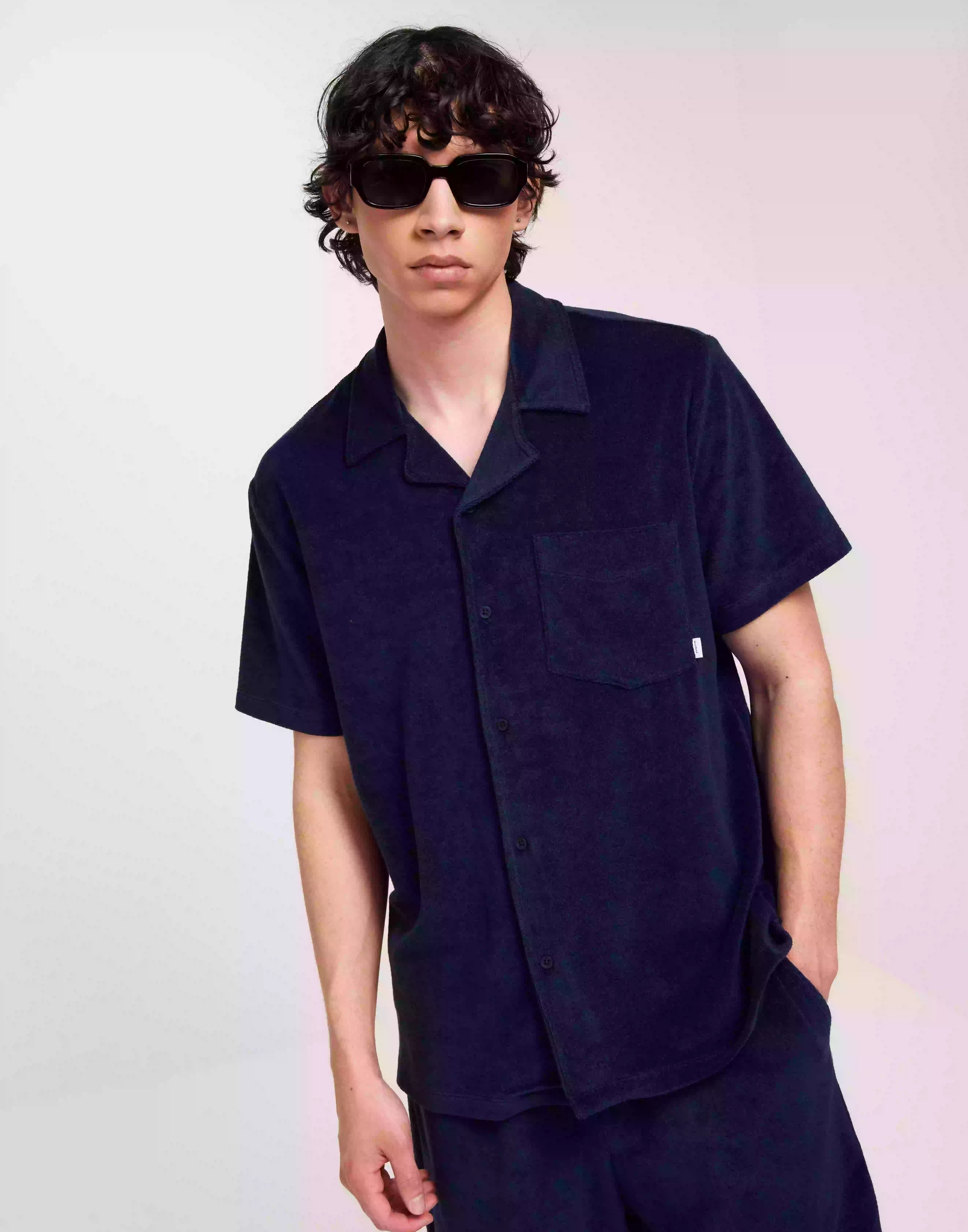 Woodbird Mays Towel Shirt Kortärmade skjortor Navy