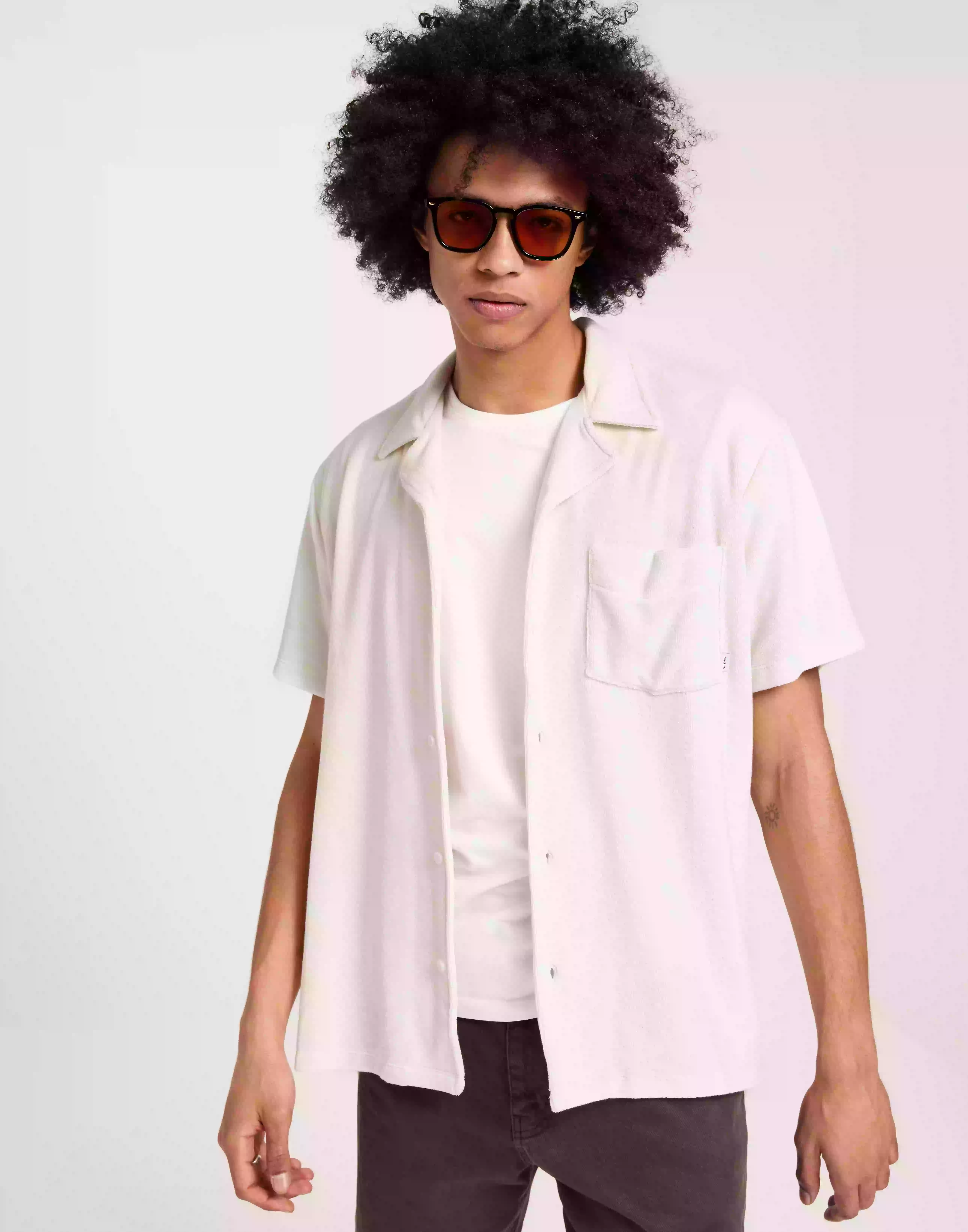 Woodbird Mays Towel Shirt Kortärmade skjortor Offwhite