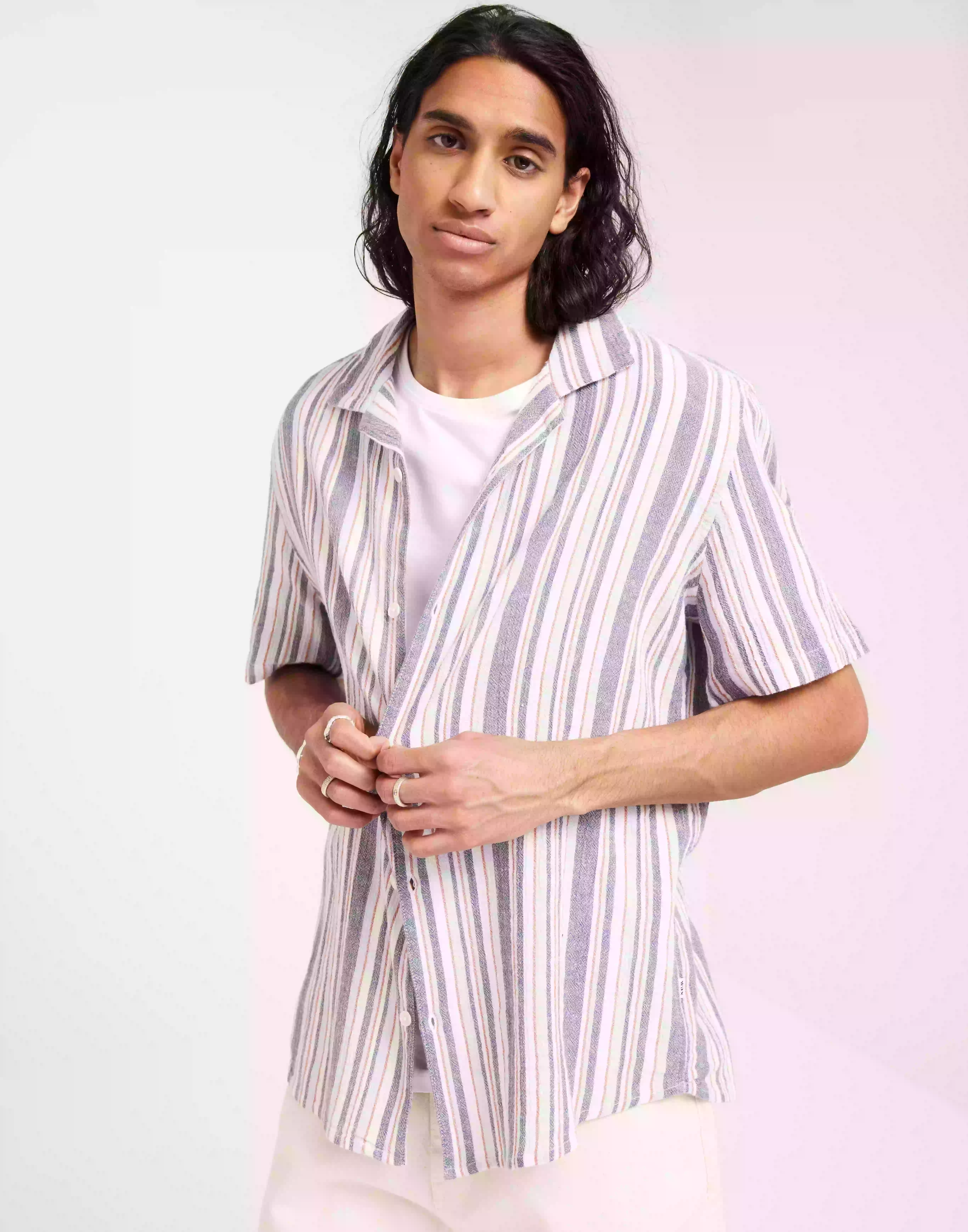 Wax London Didcot Ss Shirt Kortärmade skjortor Blue