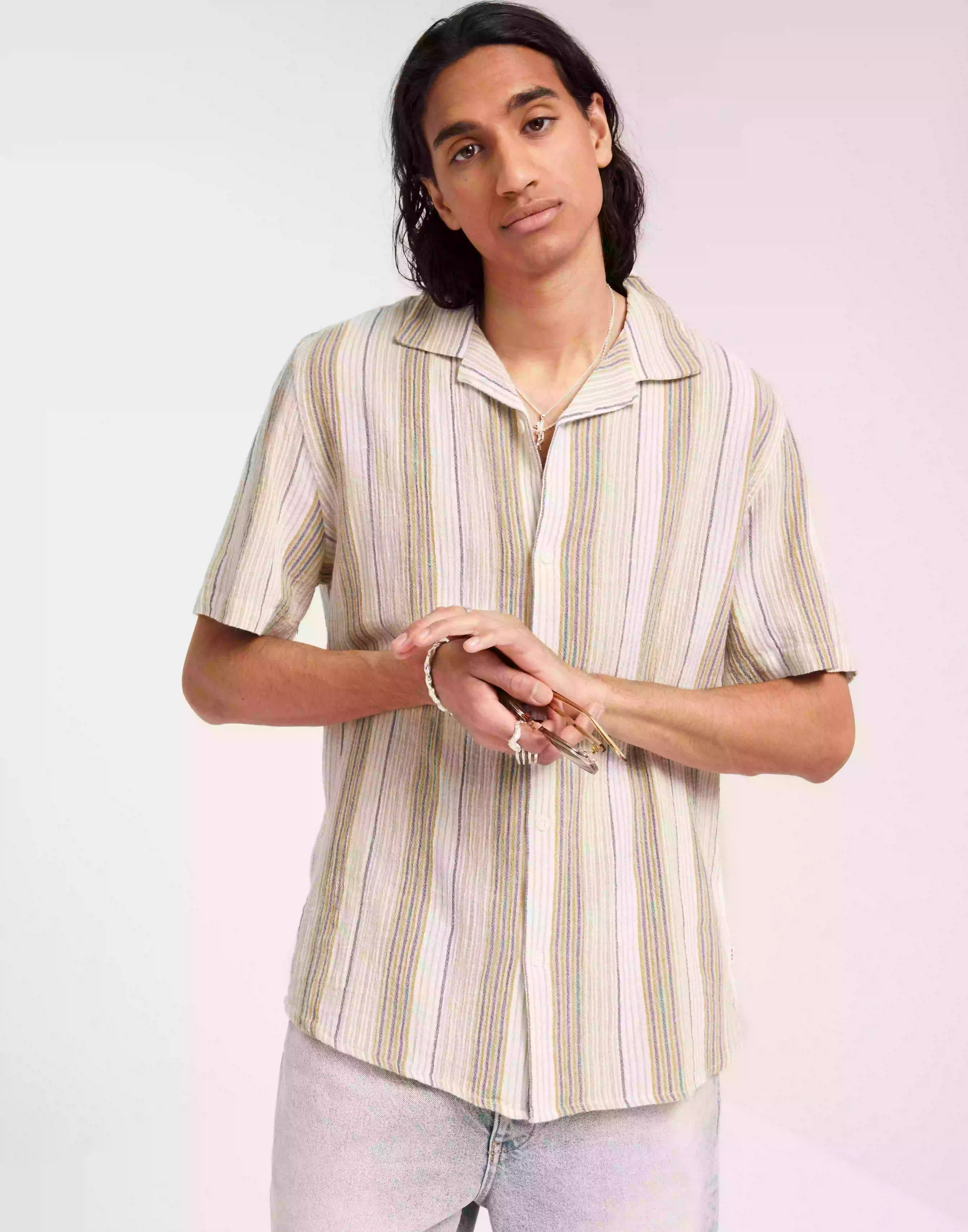 Wax London Didcot Ss Shirt Kortärmade skjortor Mustard