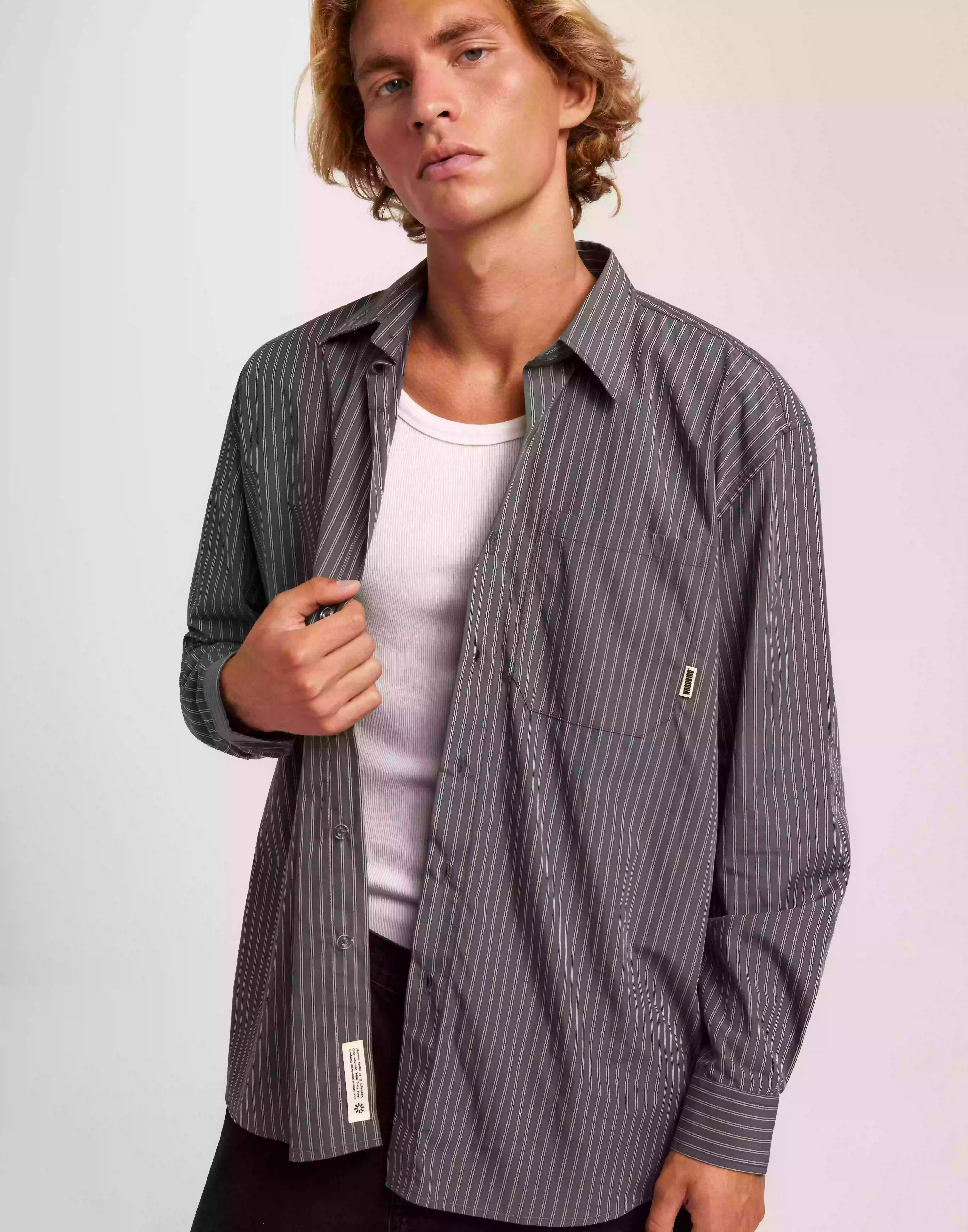Woodbird WBYuzo Striped Shirt Skjorter Grey