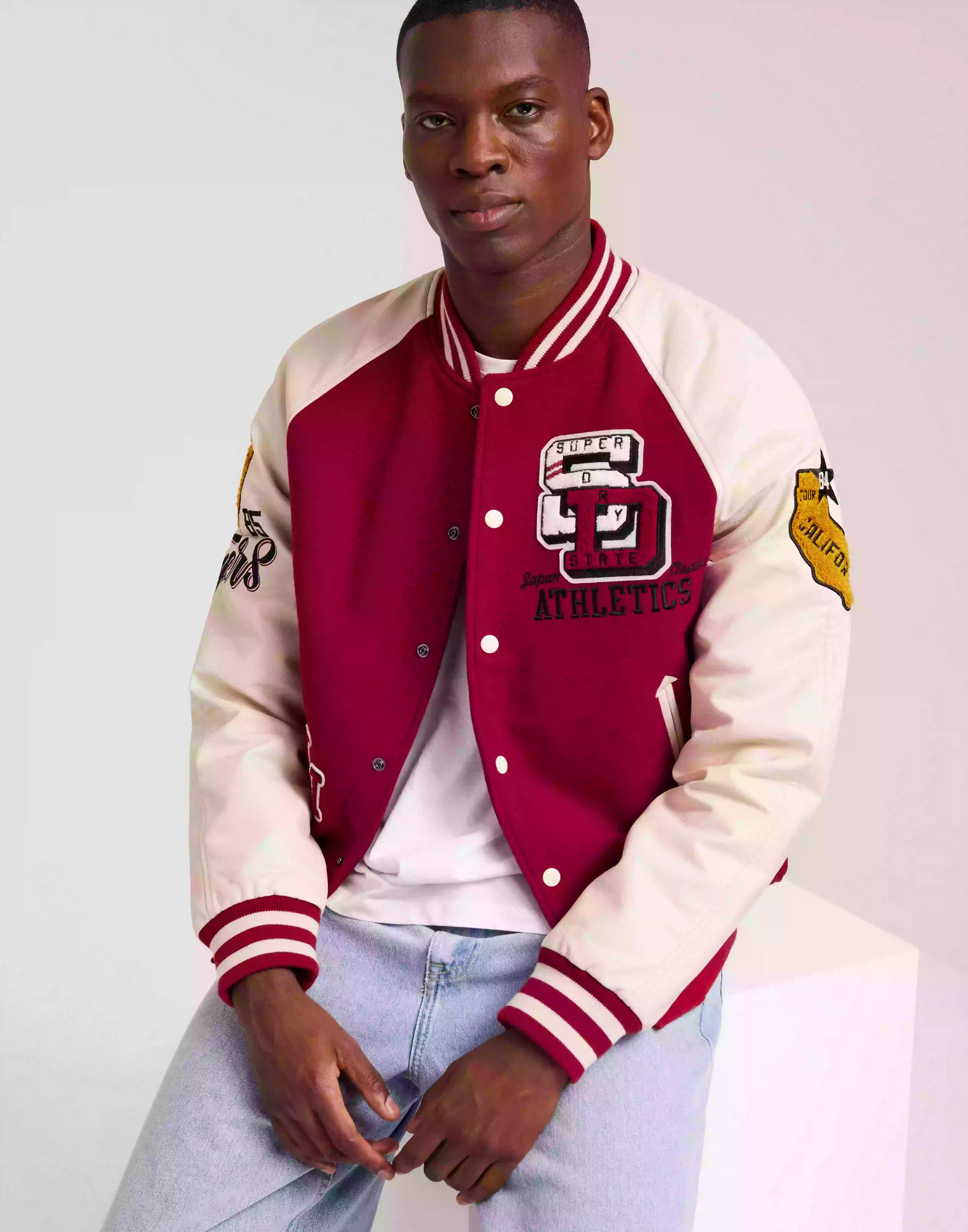 Superdry College Varsity Patched Bomber Vårjackor & Höstjackor Red
