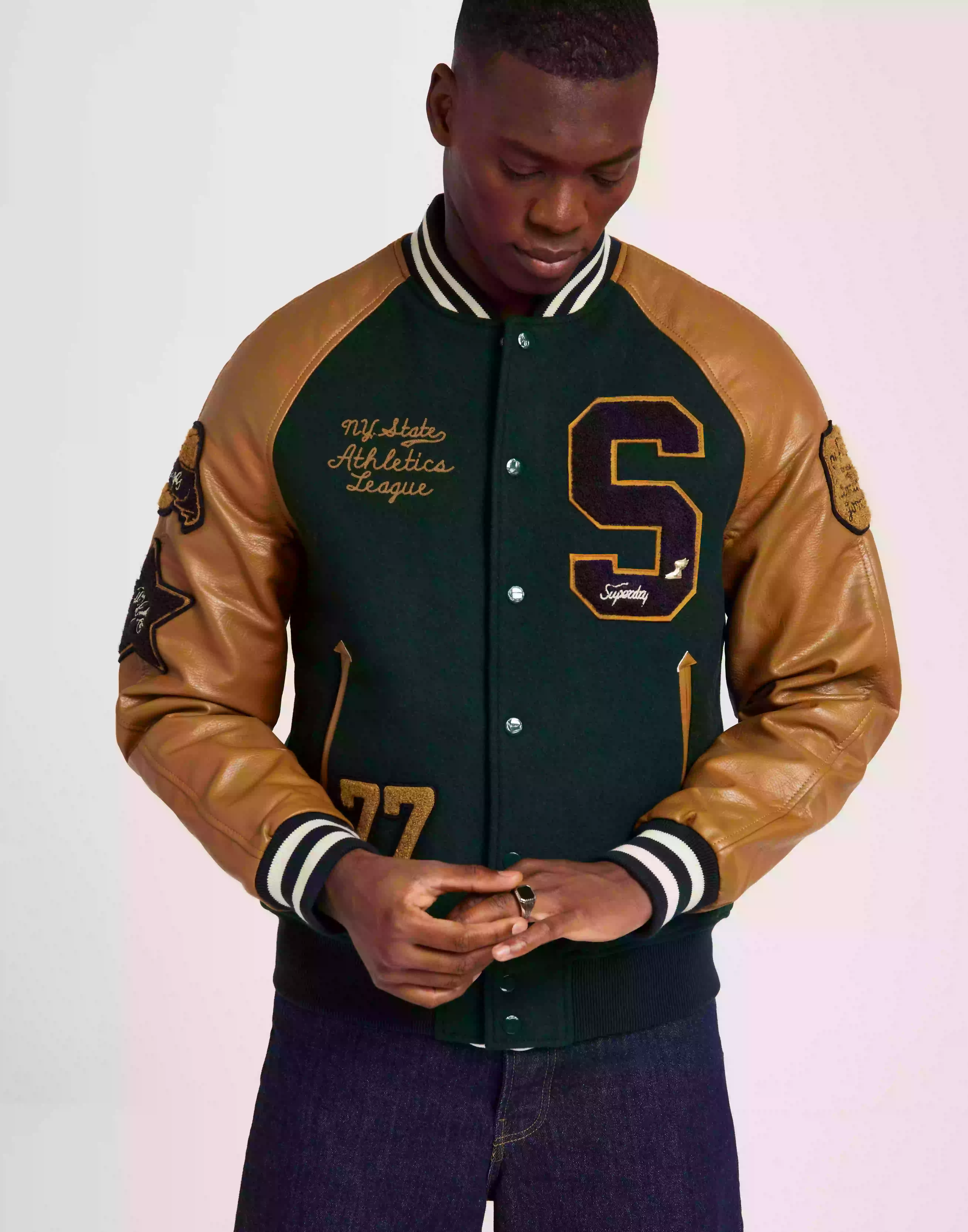 Superdry College Varsity Patched Bomber Vårjackor & Höstjackor Green