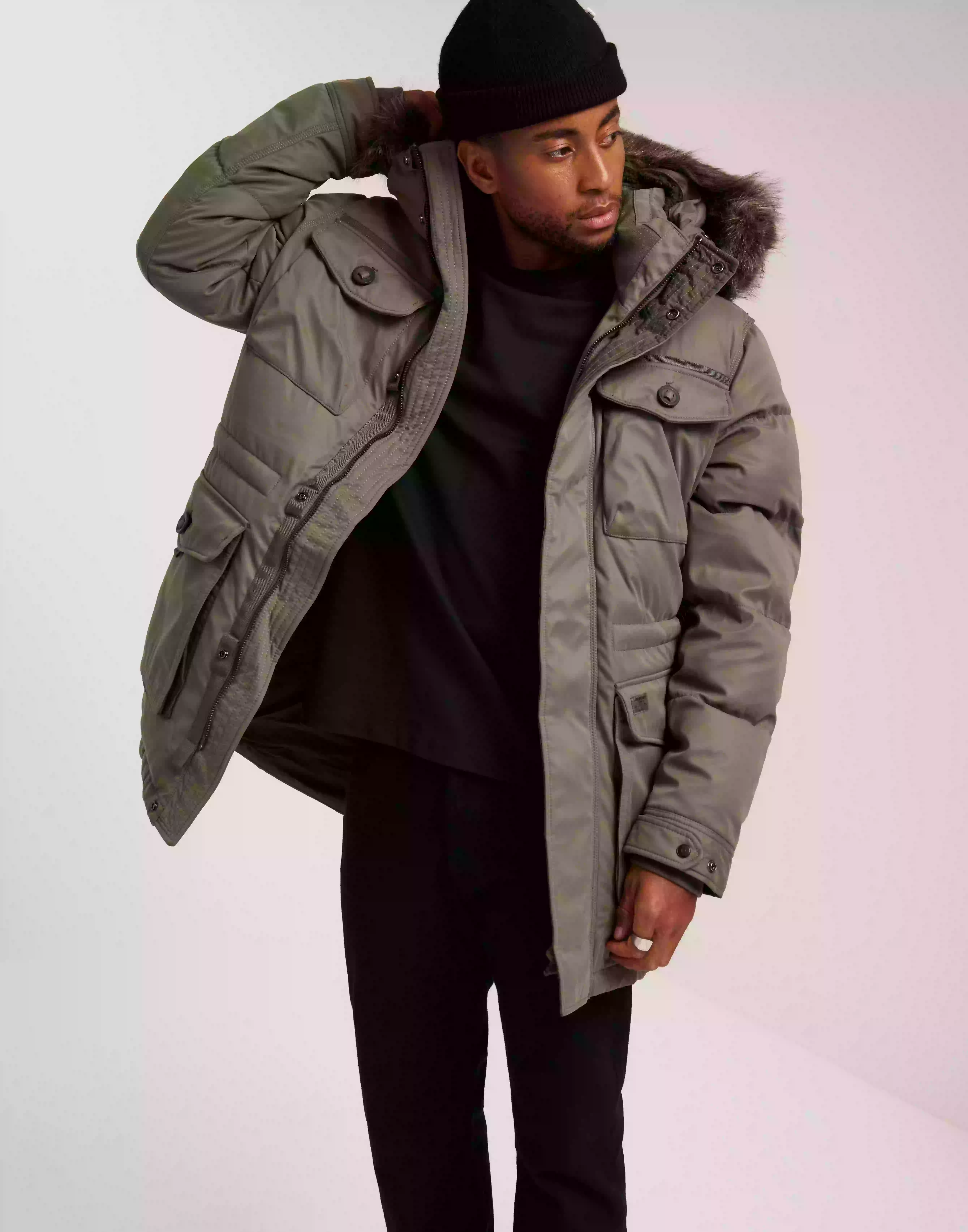 Superdry Chinook Faux Fur Parka Parkasjackor Olive