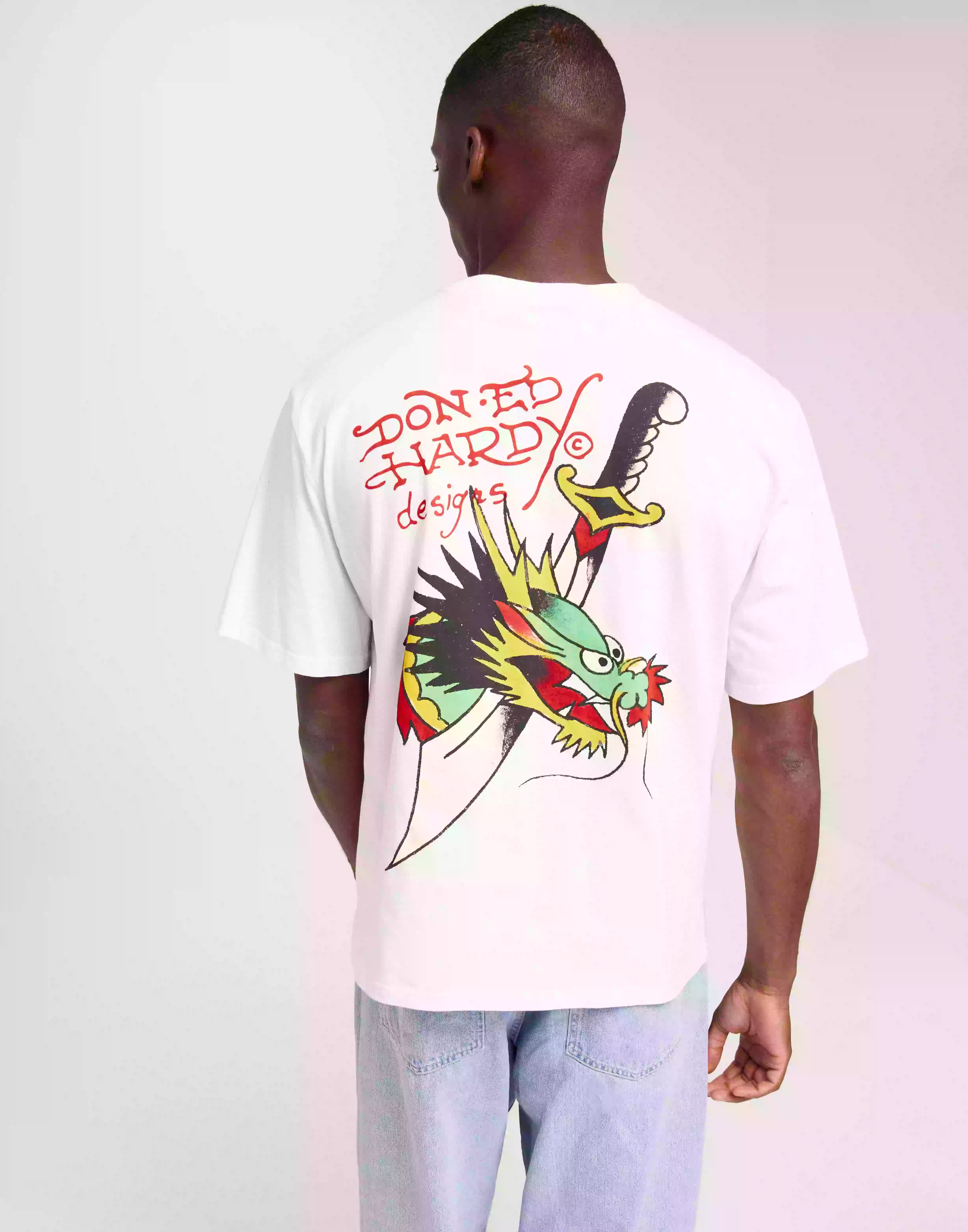 Ed Hardy Drag-Blade-Back T-Shirt T-shirts med tryck White