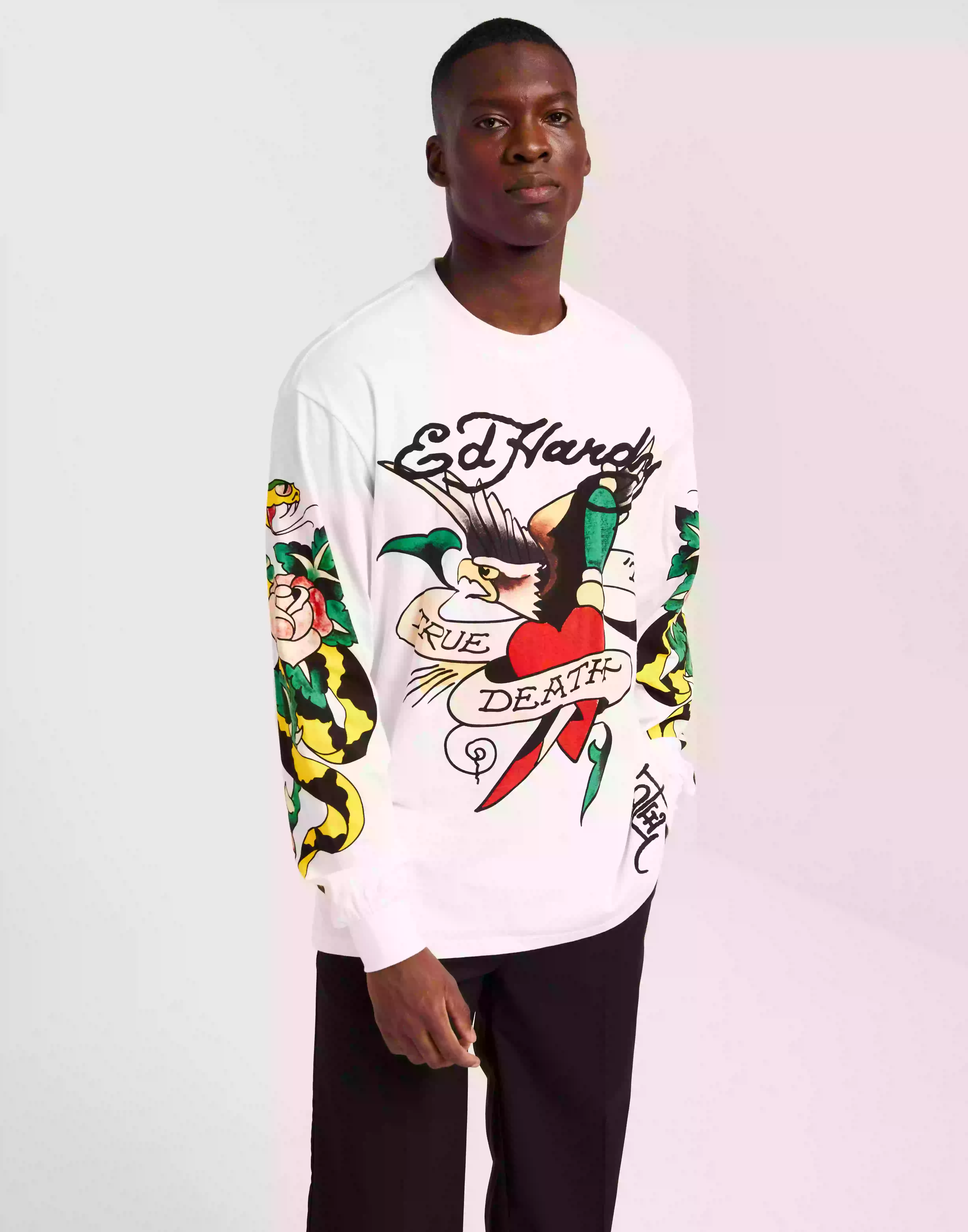 Ed Hardy True-Till-Rose-Snake Longsleeve Tee Långärmade t-shirts White