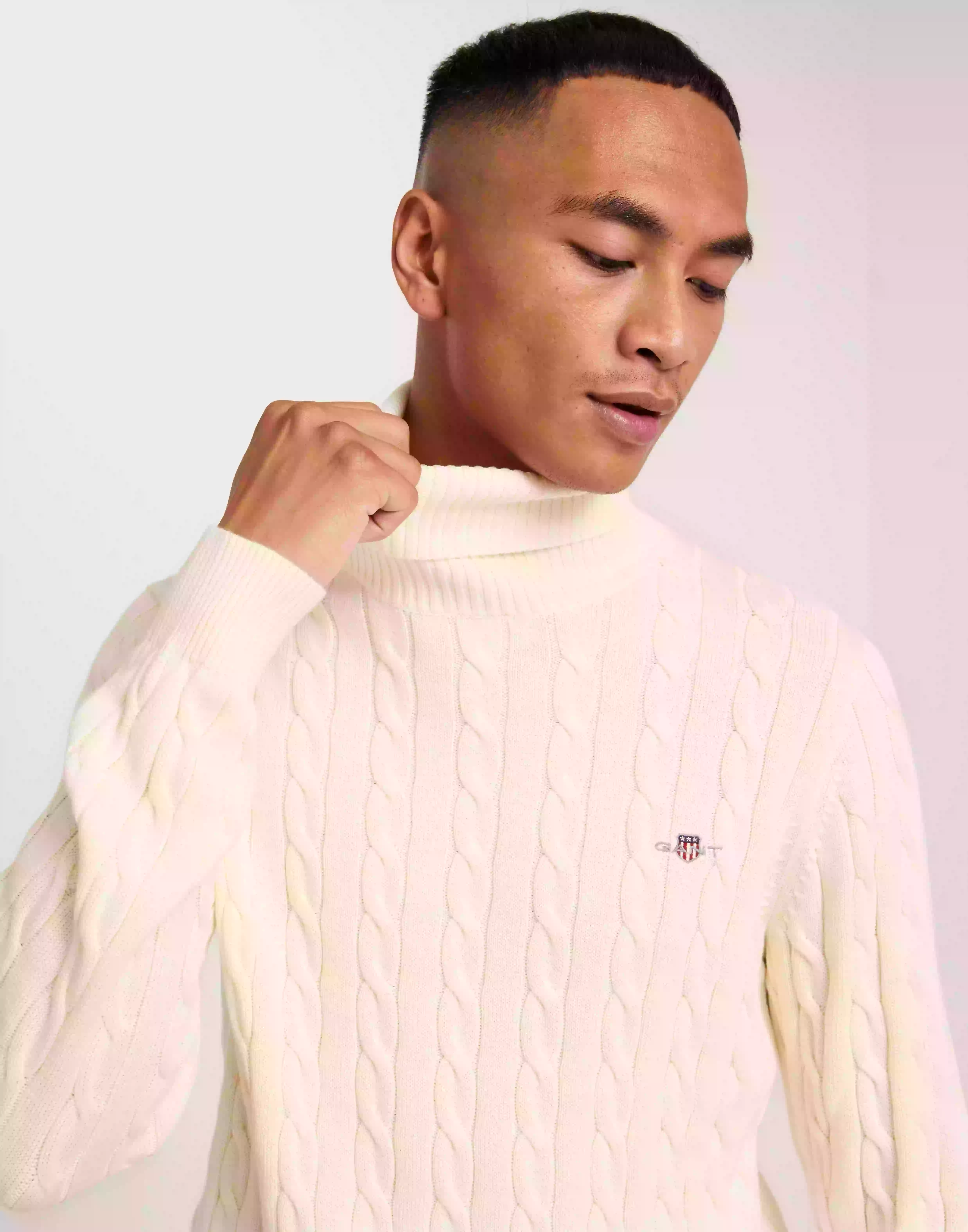 Gant Cotton Cable Turtle Neck Stickade tröjor Cream