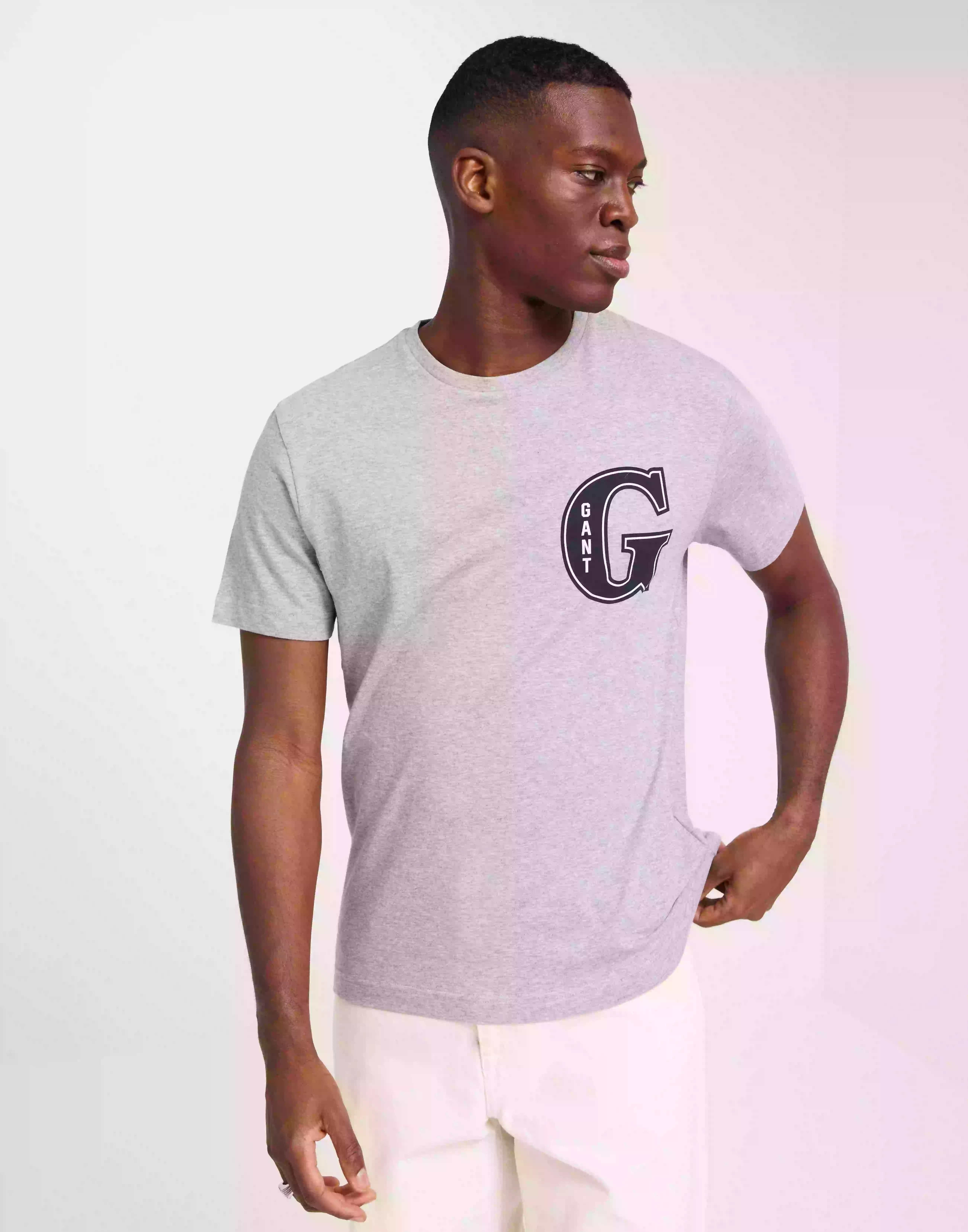 Gant G Graphic T-Shirt T-skjorte med trykk Grey Melange