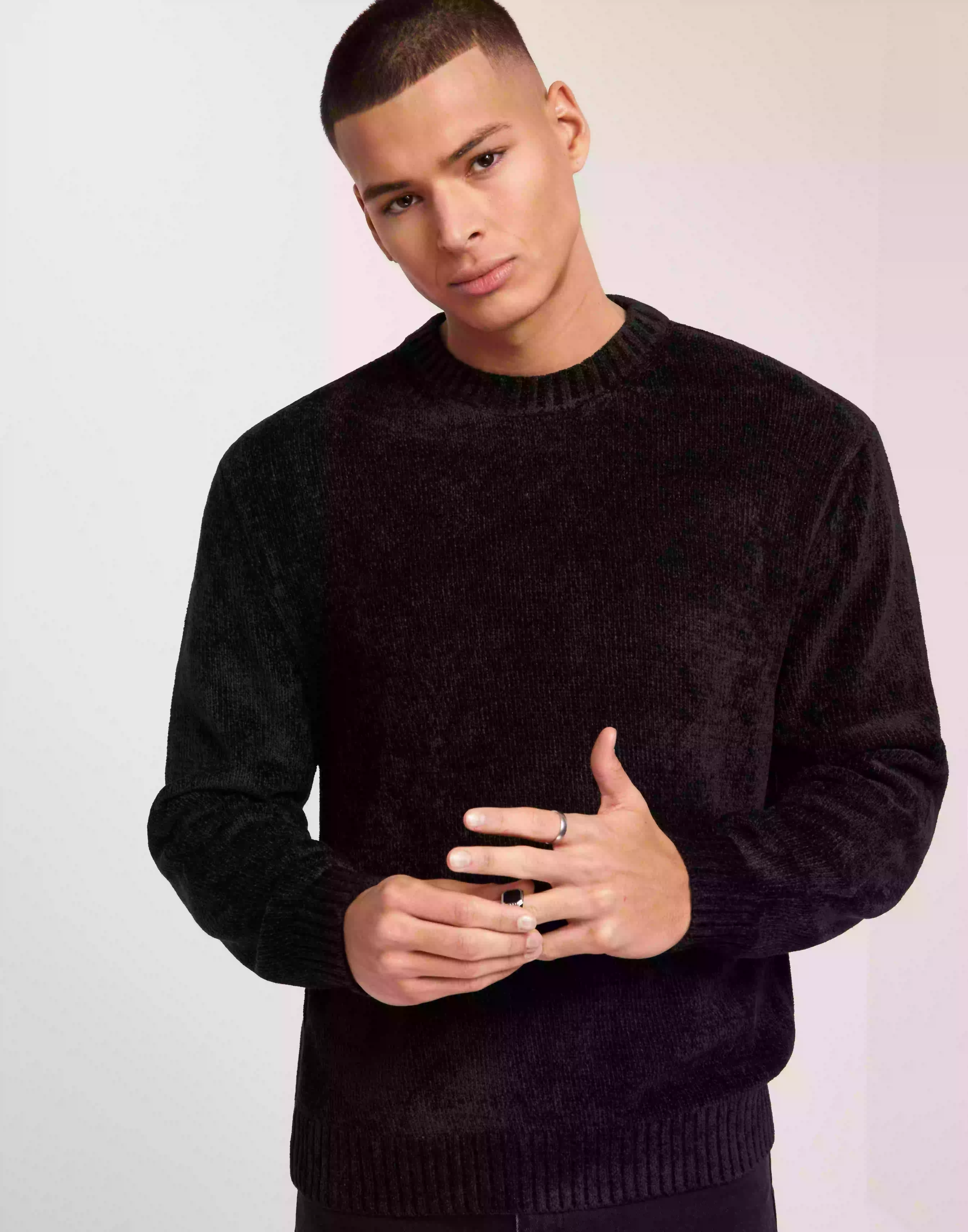 J Lindeberg Charles Chenille Sweater Strikkegensere Black