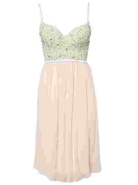 Pearl Bustier Chiffon Dress - Te Amo - Nude/Pink 