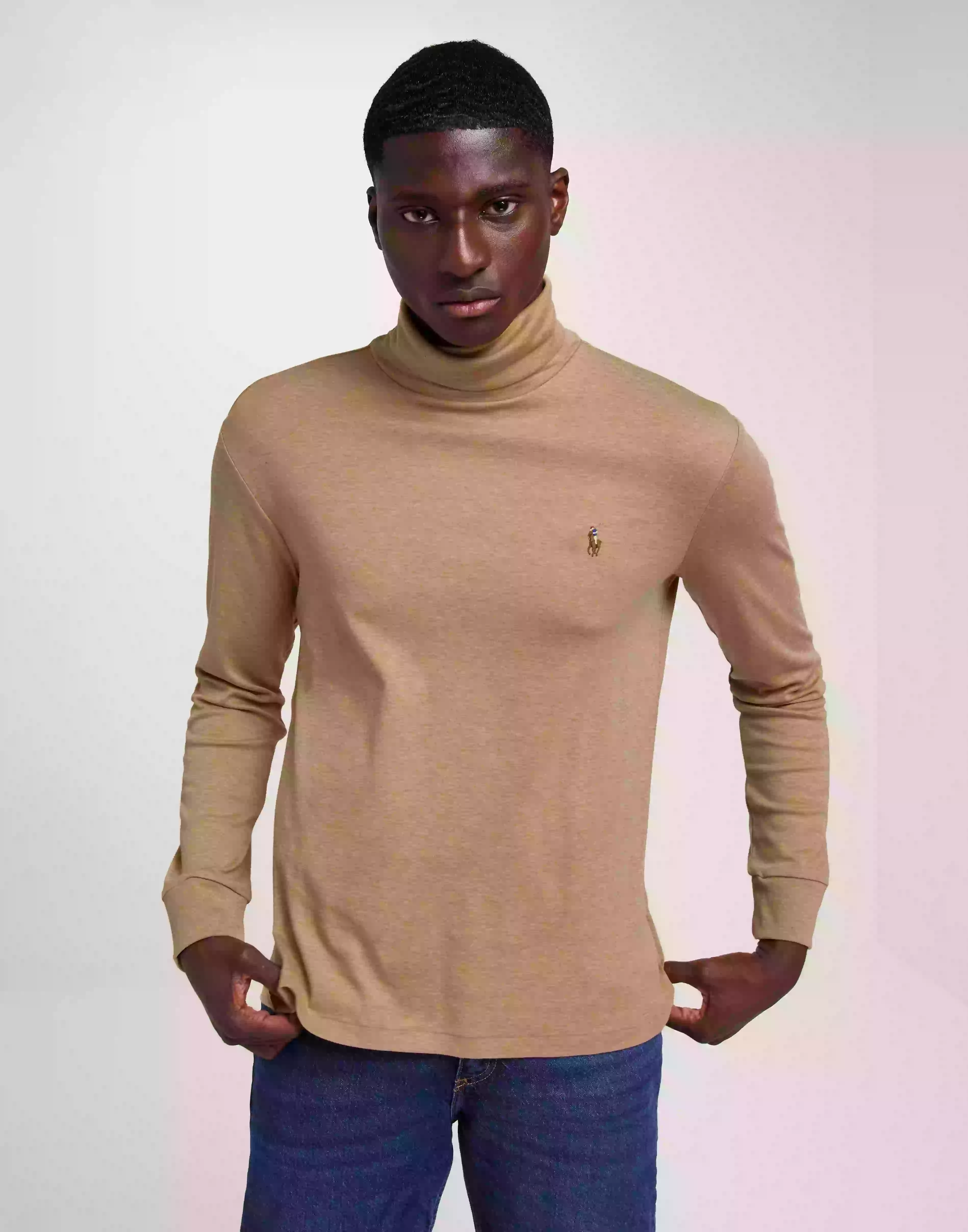 Polo Ralph Lauren LSTURTLEM1-Long Sleeve-Knit Polotröjor Medium Beige