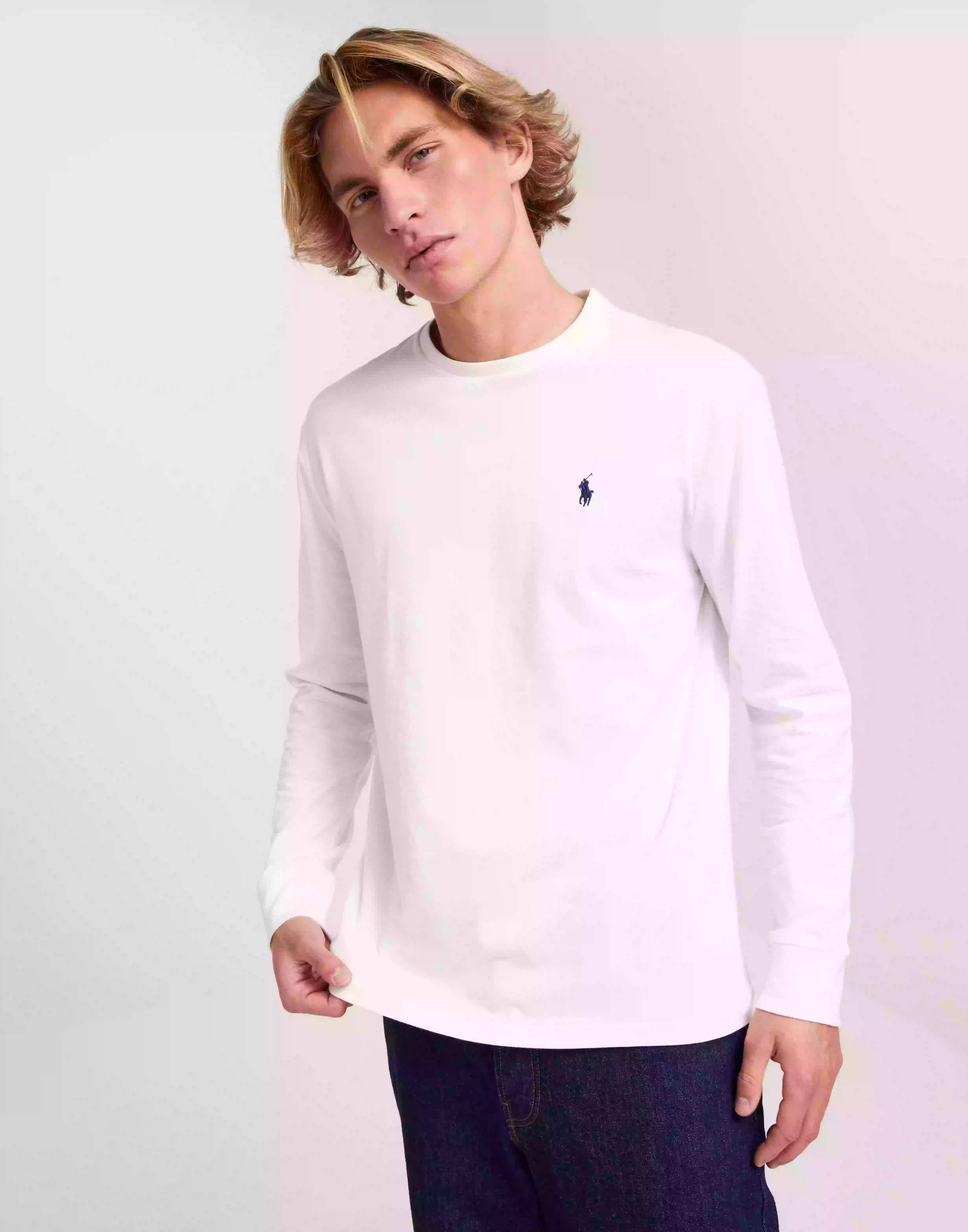 Polo Ralph Lauren LSCNCLSM5-Long Sleeve-T-Shirt Langermede t-shirts White