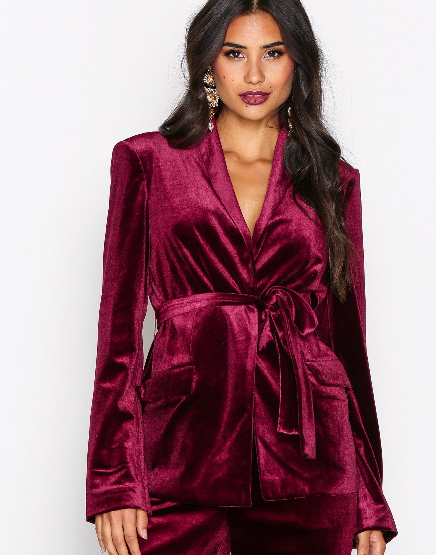 Have It All Velvet Blazer - Nly Trend - Burgundy - Jackets ...