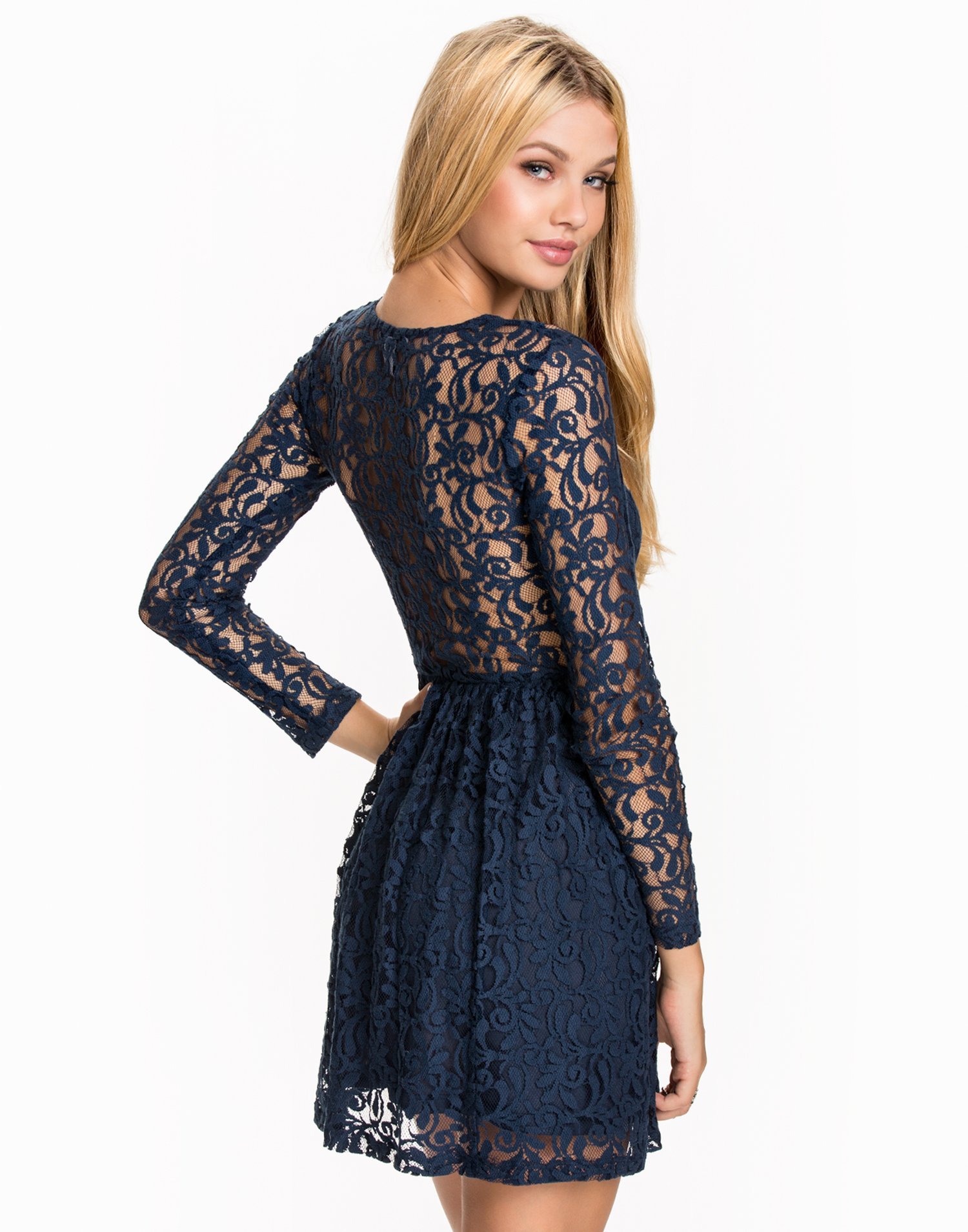 Lace Tied Shift Dress - Nly Trend - Navy - Party Dresses - Clothing ...