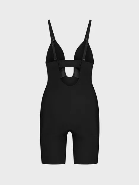 Spanx Oncore Open Bust Mid Thigh Bodysuit Black