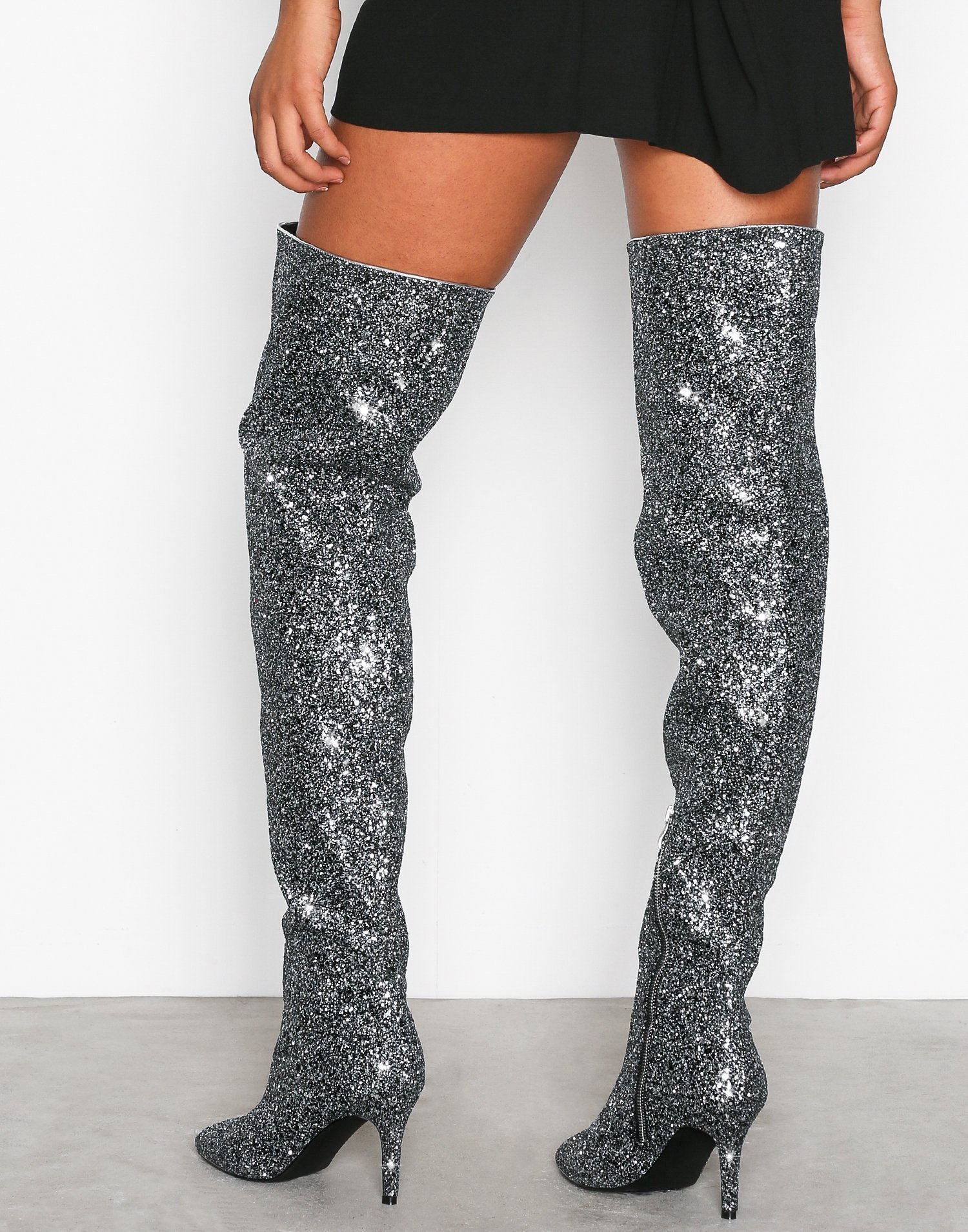 wide calf glitter boots