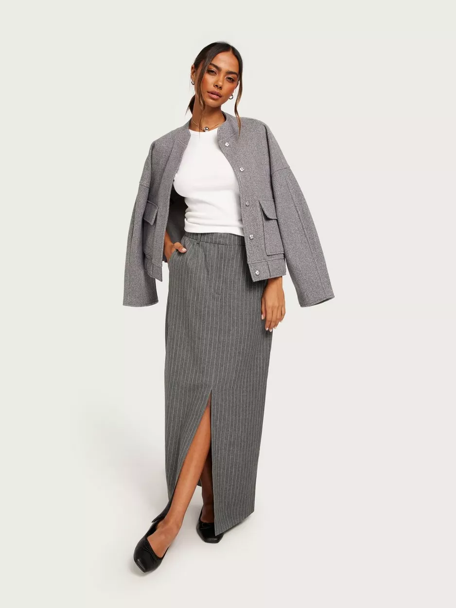 Neo Noir - Långa kjolar - Grey Melange - Leland Pinstripe Skirt - Kjolar product