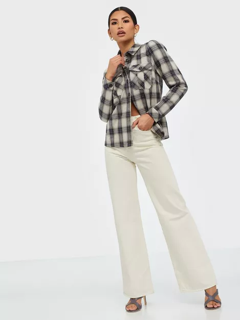 Levi's - Ribcage Wide Leg Jeans - Icy Ecru on Designer Wardrobe