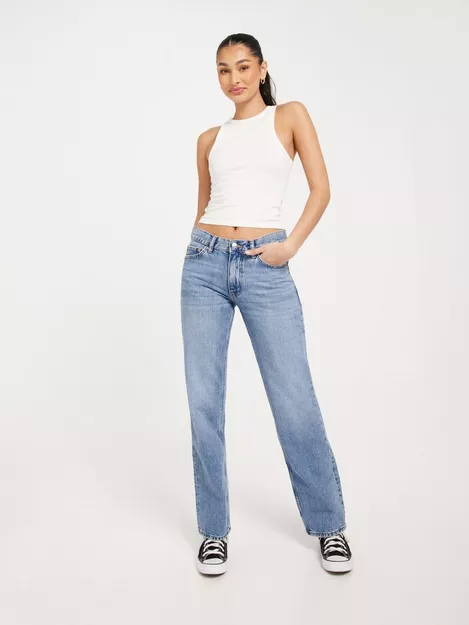 Buy Gina Tricot Low straight jeans - Mid Blue