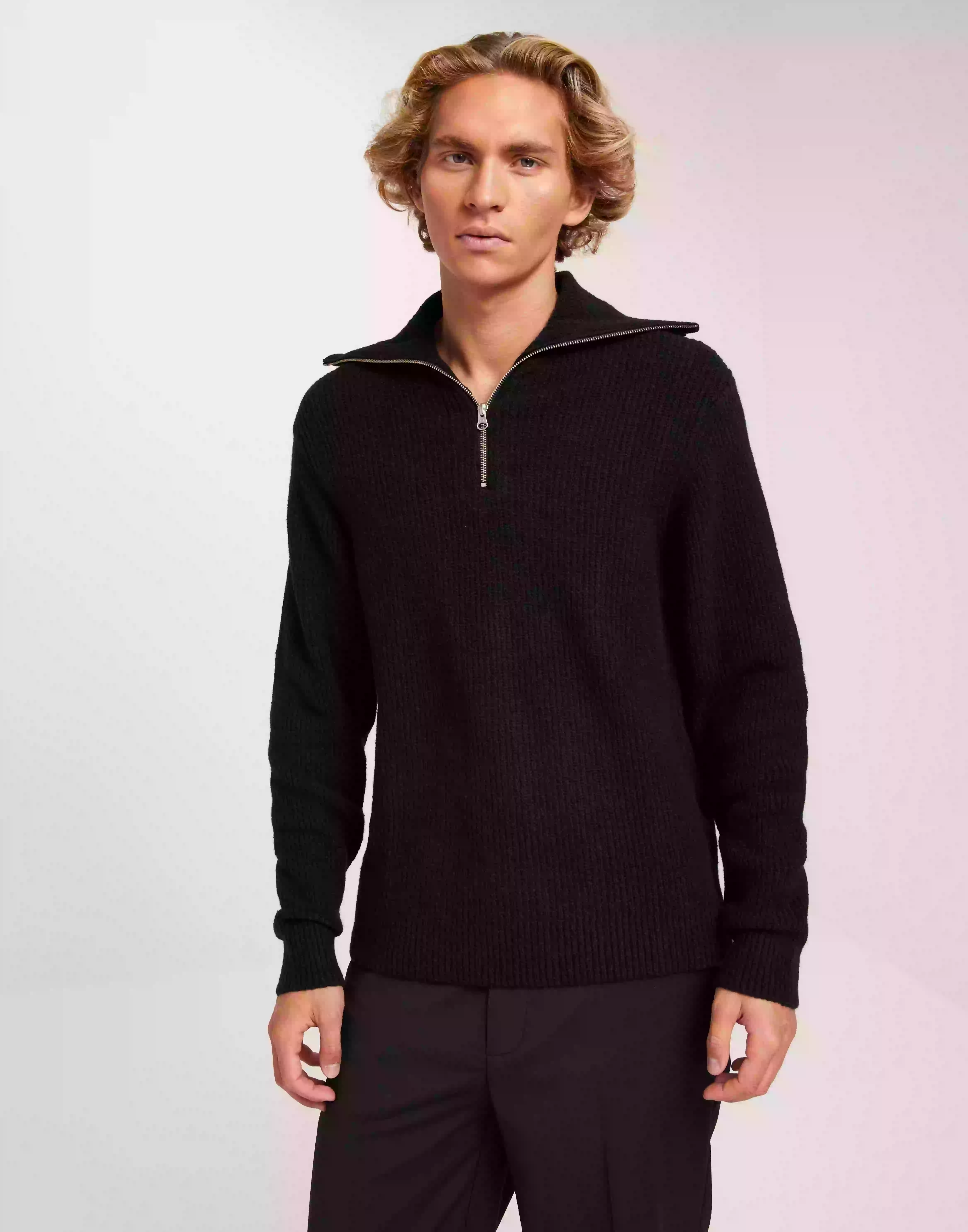 Samsøe Samsøe Alts half zip 13068 Stickade tröjor Black