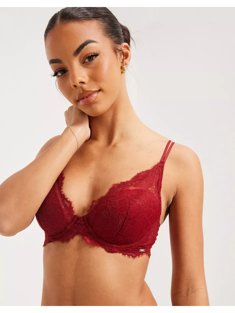 Lindex Bra Amie Push Up Push-up BH Dark Dusty Red