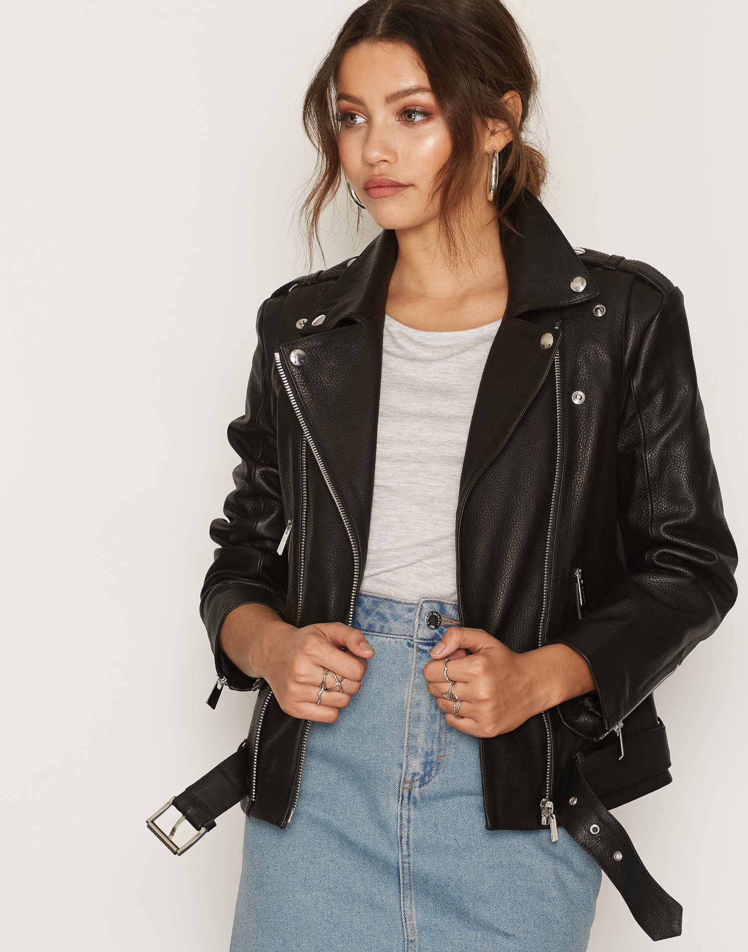 anine bing cropped moto jacket